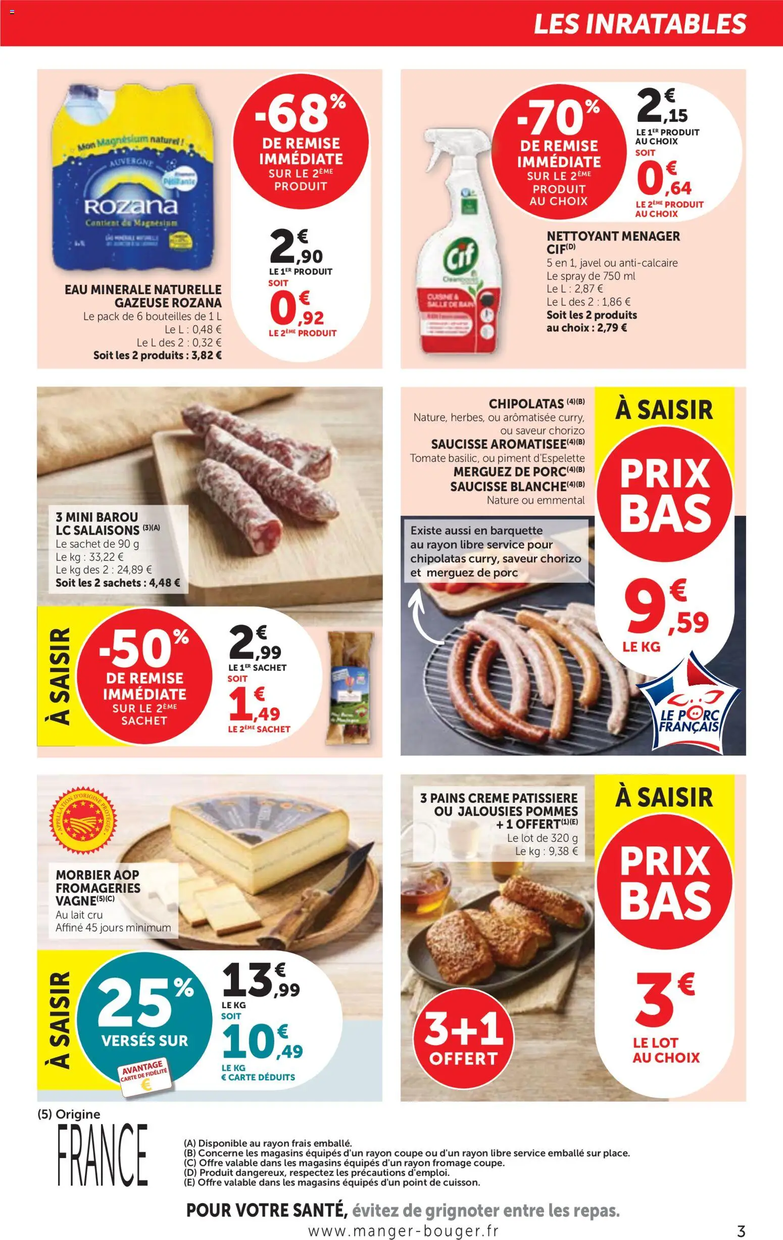 {H1} | Page: 3 | Produits: Eau minérale, Merguez, Piment, Saucisse