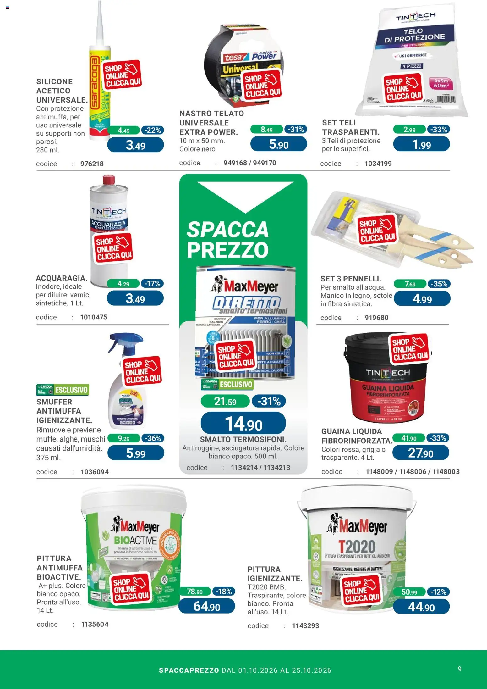 Volantino CFadda del 01/10/2026 | Pagina: 9 | Prodotti: Pittura, Silicone, Alluminio, Ferro