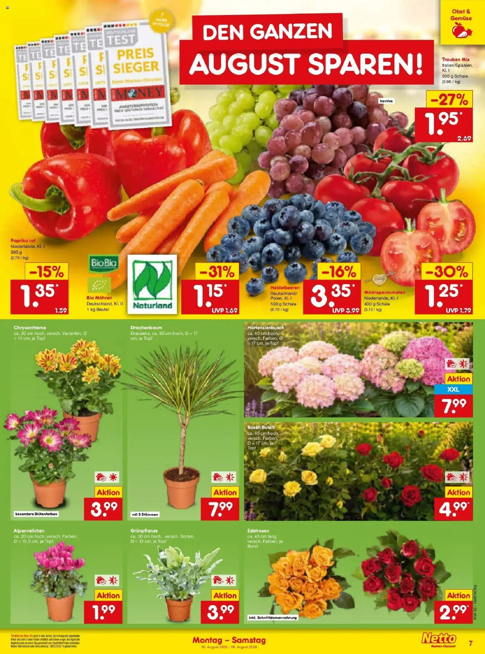 Netto Marken-Discount Prospekt Buttenwiesen – gültig ab 03.08.2026 | Seite: 11 | Produkte: Paprika rot, Heidelbeeren, Paprika, Obst