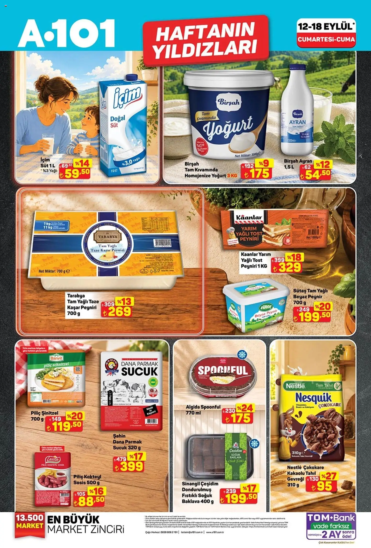 A101 Katalog - 12 Eylül 2026 tarihinden itibaren geçerlidir | Sayfa: 2 | Ürünler: Süt, Tahıl, Piliç, Sucuk