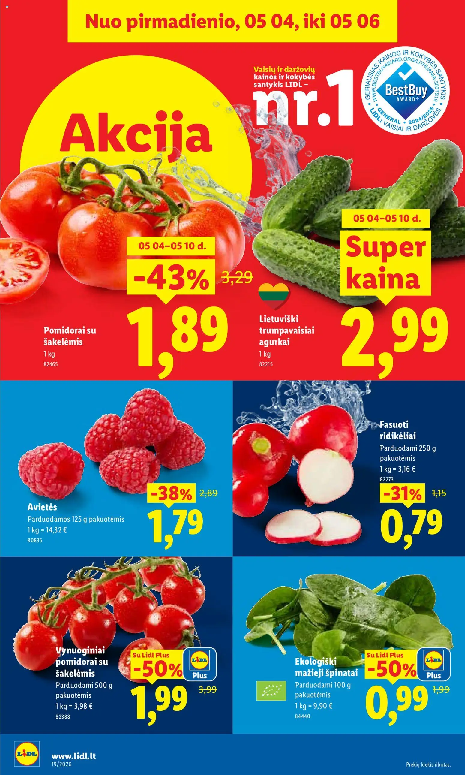 LIDL akcijos nuo 04.05.2026 | Puslapis: 4 | Prekių: Agurkai, Pomidorai