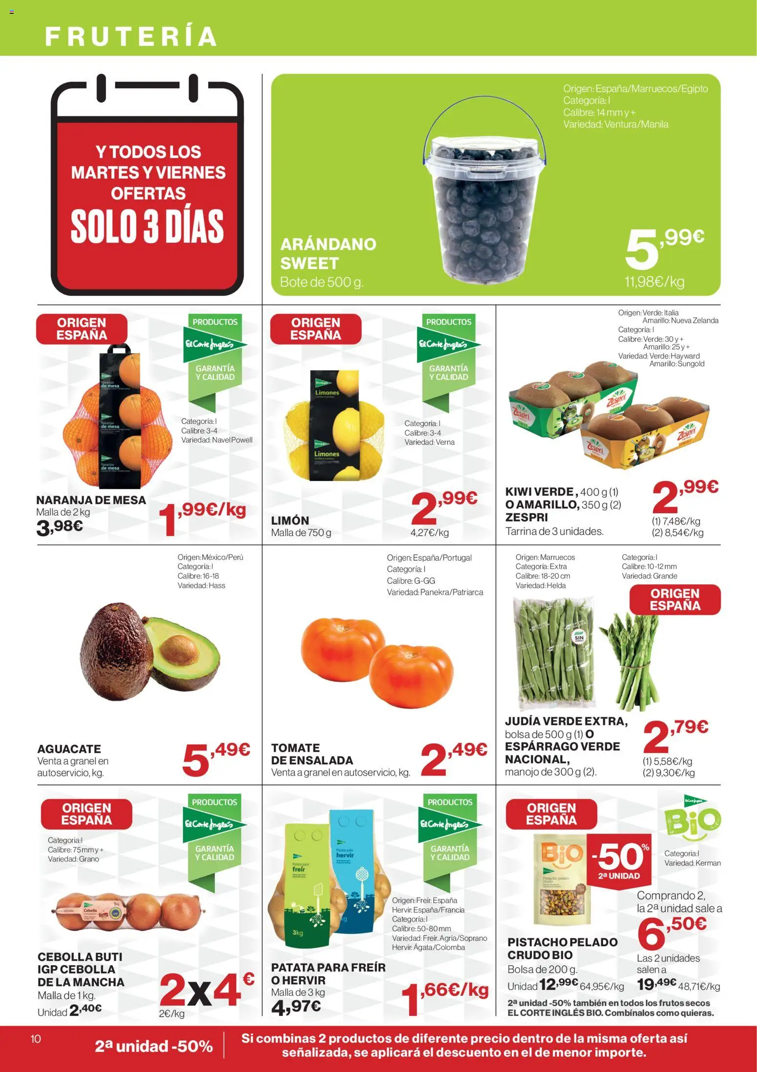 Hipercor catálogo │ válido desde el 06.05.2026 | Página: 10 | Productos: Naranjas, Kiwi, Παγωμένο τσάι, Mesa