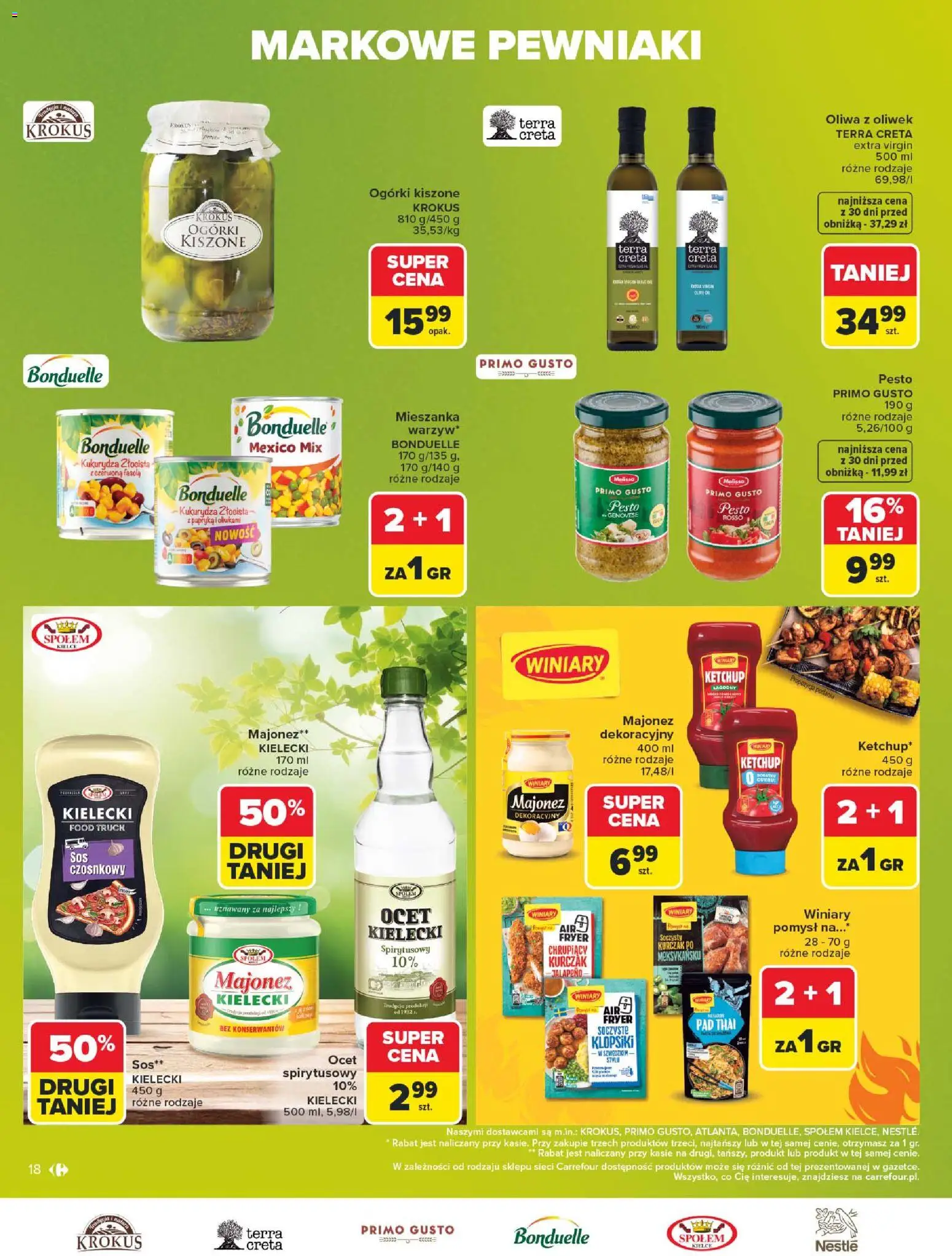 Carrefour gazetka - Markowe pewniaki od 20.07.2026 | Strona: 18 | Produkty: Kurczak, Oliwa z oliwek, Papryka, Ogórki