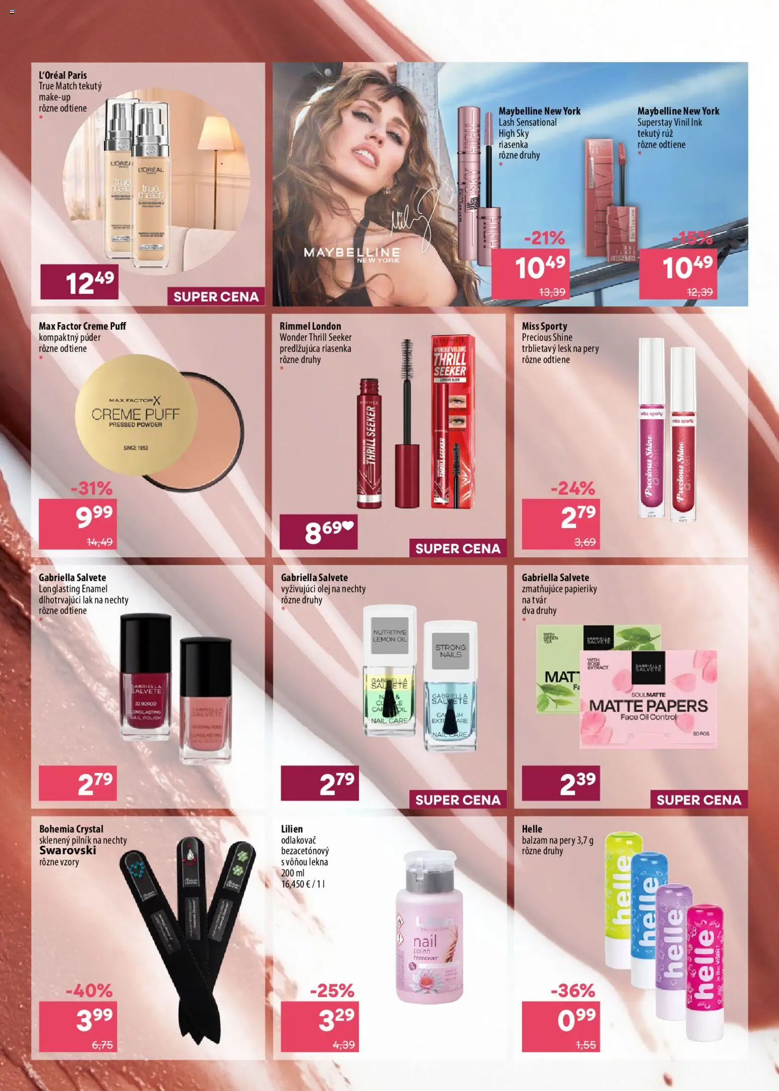 Nové 101 drogerie akcie – leták je platný od 23.09.2026 | Strana: 2 | Produkty: Olej, Riasenka, Lesk na pery, Lak na nechty