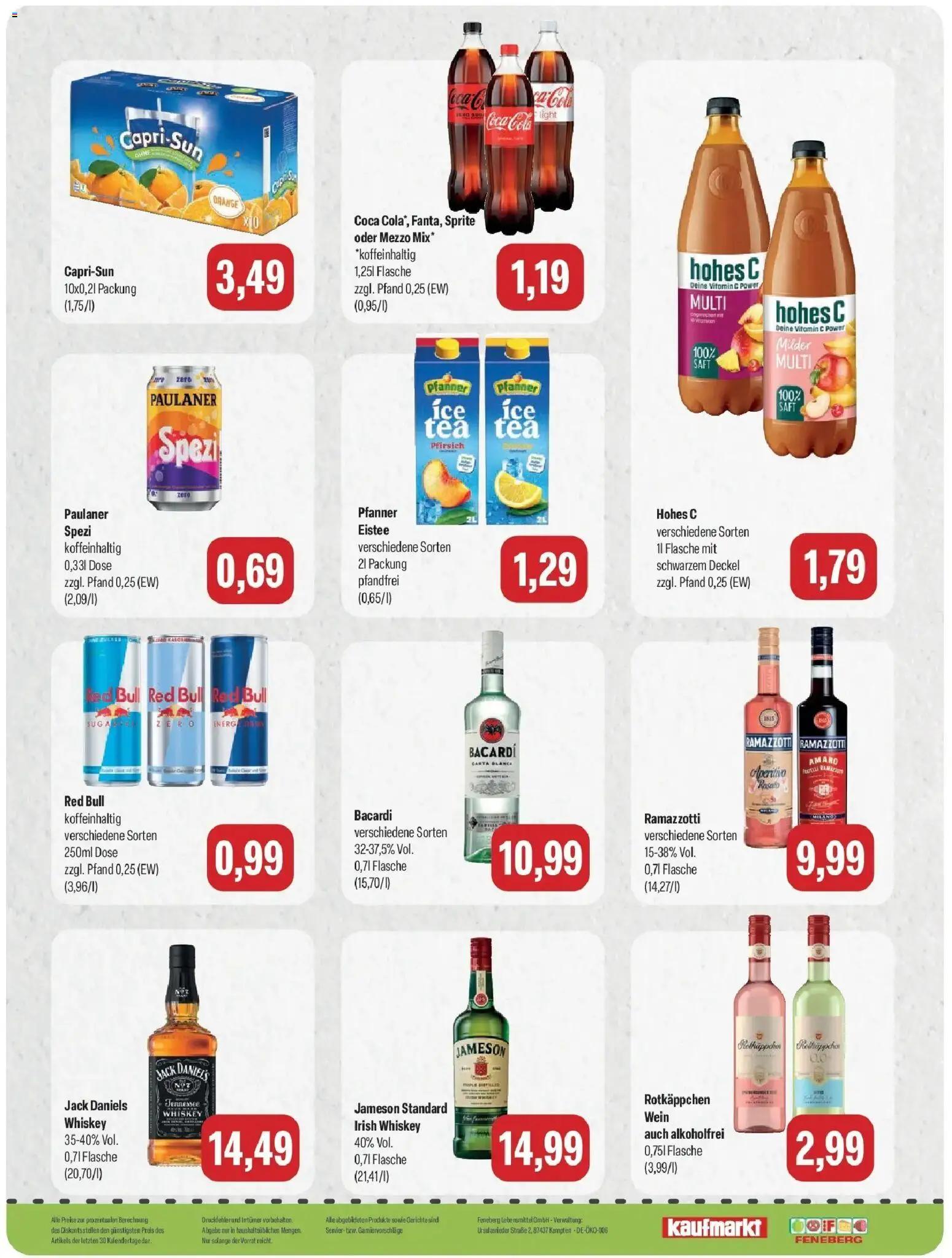 Feneberg Aktuelle Angebote (ab 19.10.2026) zum Blättern | Seite: 12 | Produkte: Bacardi, Red bull, Wein, Whiskey
