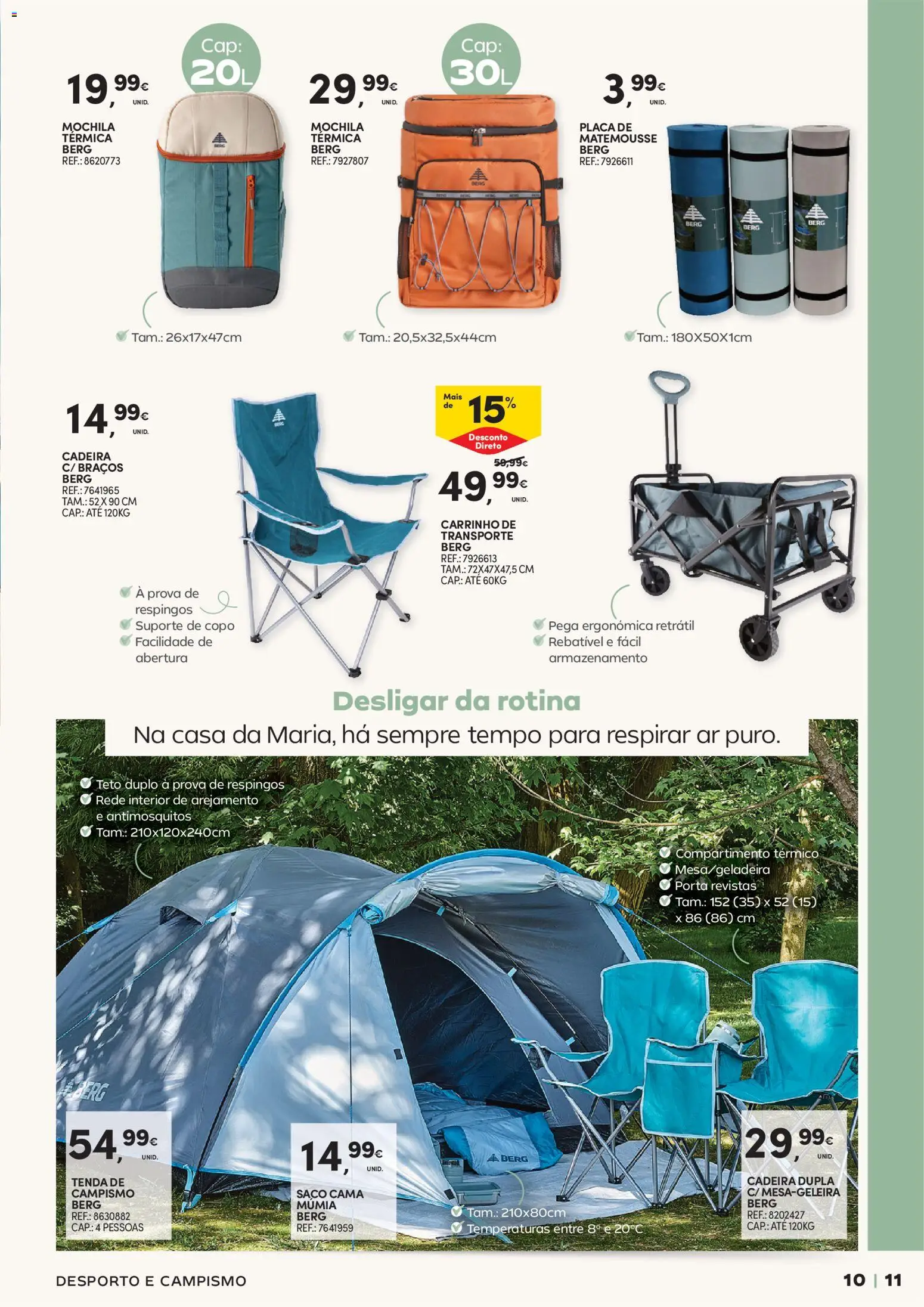 Continente - Férias de Verão  Abre espaço para a distração │ válido de 23/06/2026 | Página: 11 | Produtos: Porta, Saco cama, Tenda, Cadeira