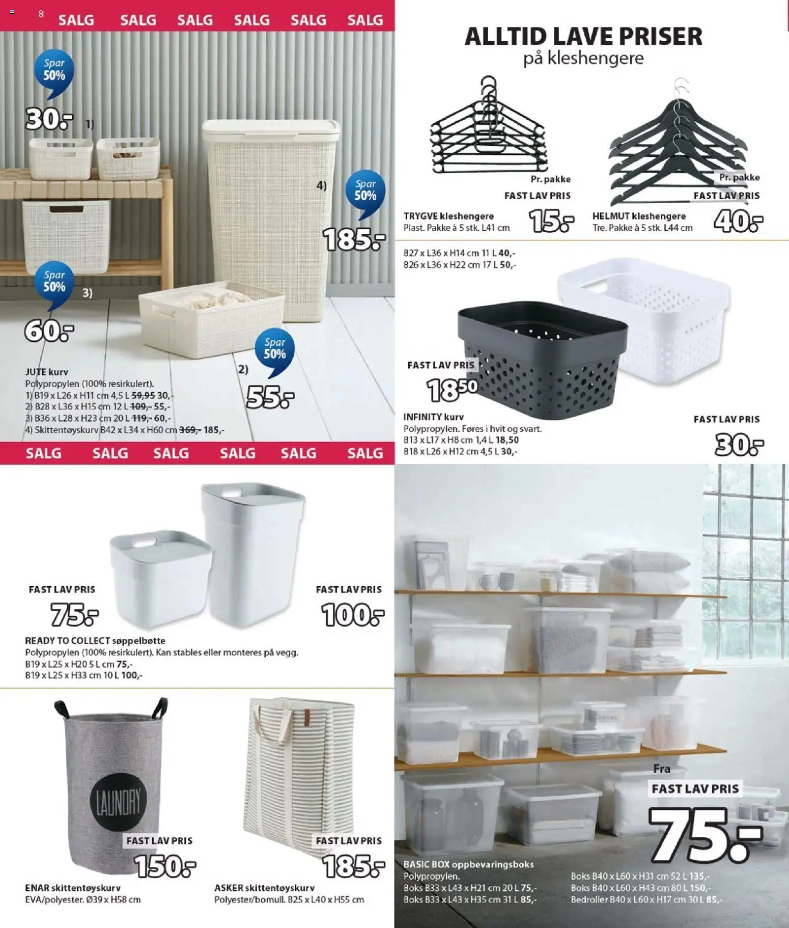{H1} | Side: 8 | Produkter: Oppbevaringsboks, Søppelbøtte, Boks, Kurv