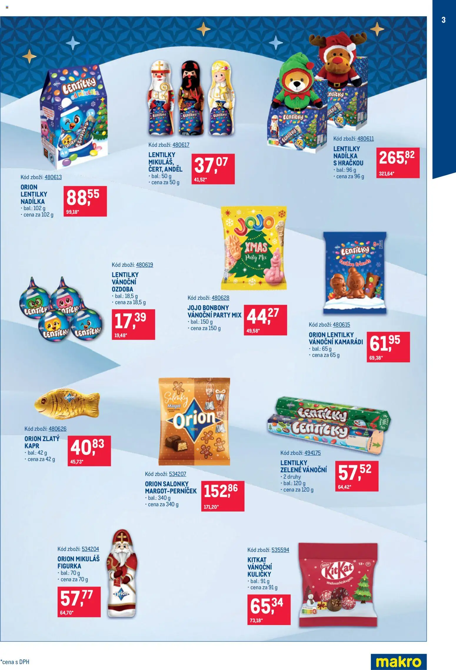 Makro leták - Mikulášské čokolády od 07.10.2026 | Strana: 3 | Produkty: JOJO bonbóny, Jojo, Kuličky, Kapr