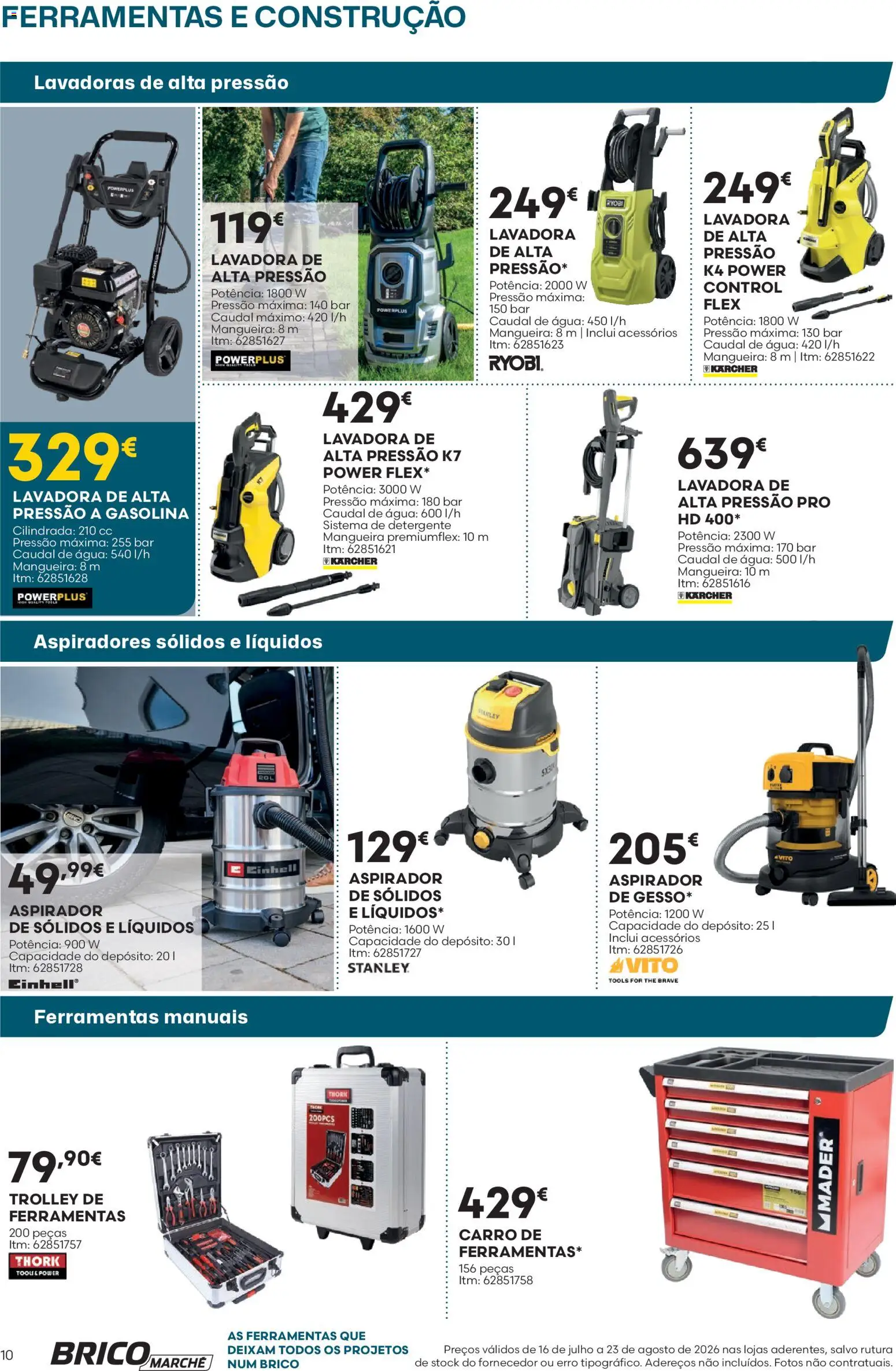 BricoMarché Folheto 10 - Catálogo Ferramentas e Construção │ válido de 16/07/2026 | Página: 10 | Produtos: Aspirador, Ferramentas, Detergente, Mangueira