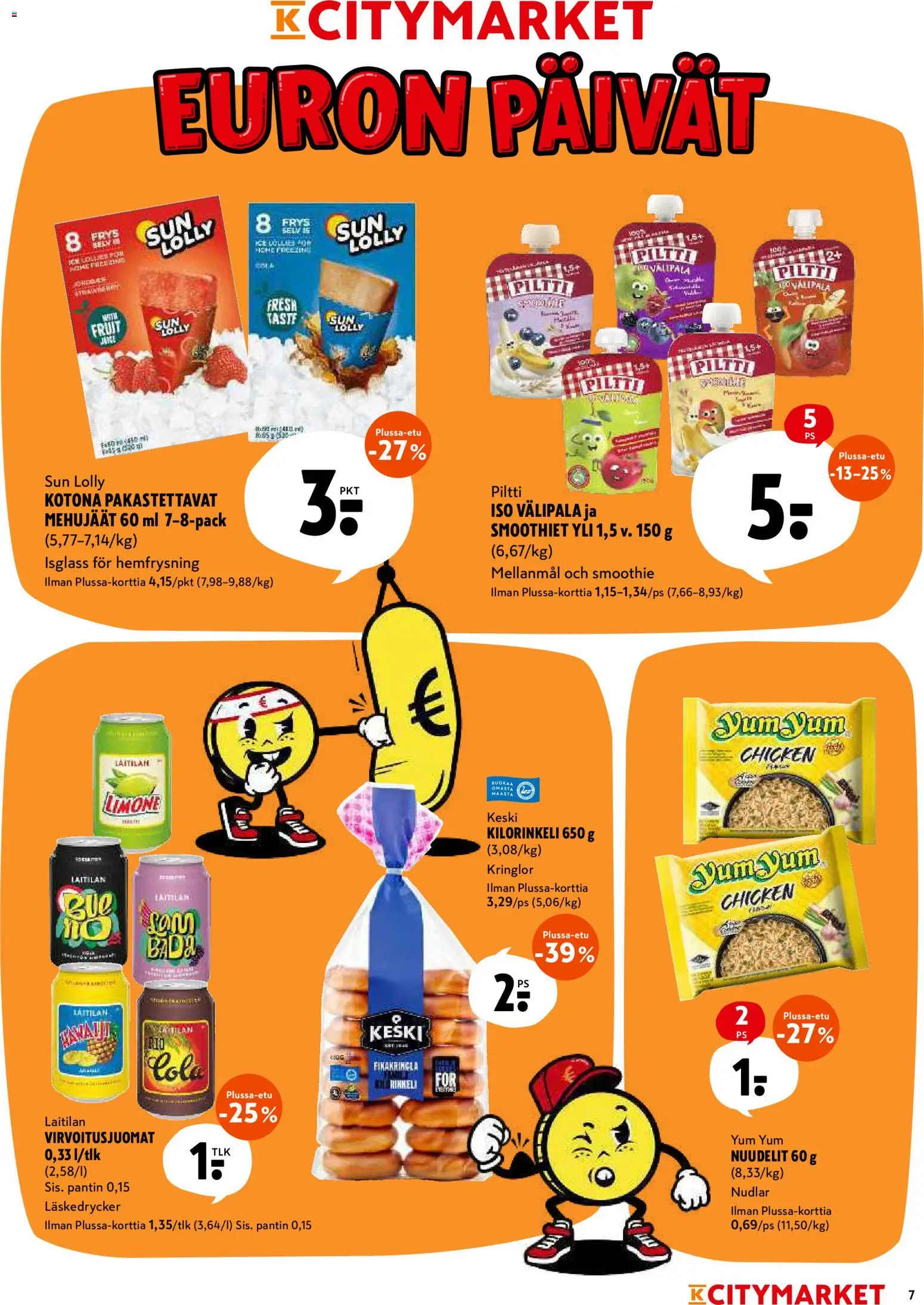 K-Citymarket tarjoukset – voimassa 13/07/2026 alkaen | Sivu: 7 | Tuotteet: Virvoitusjuomat, Nuudelit