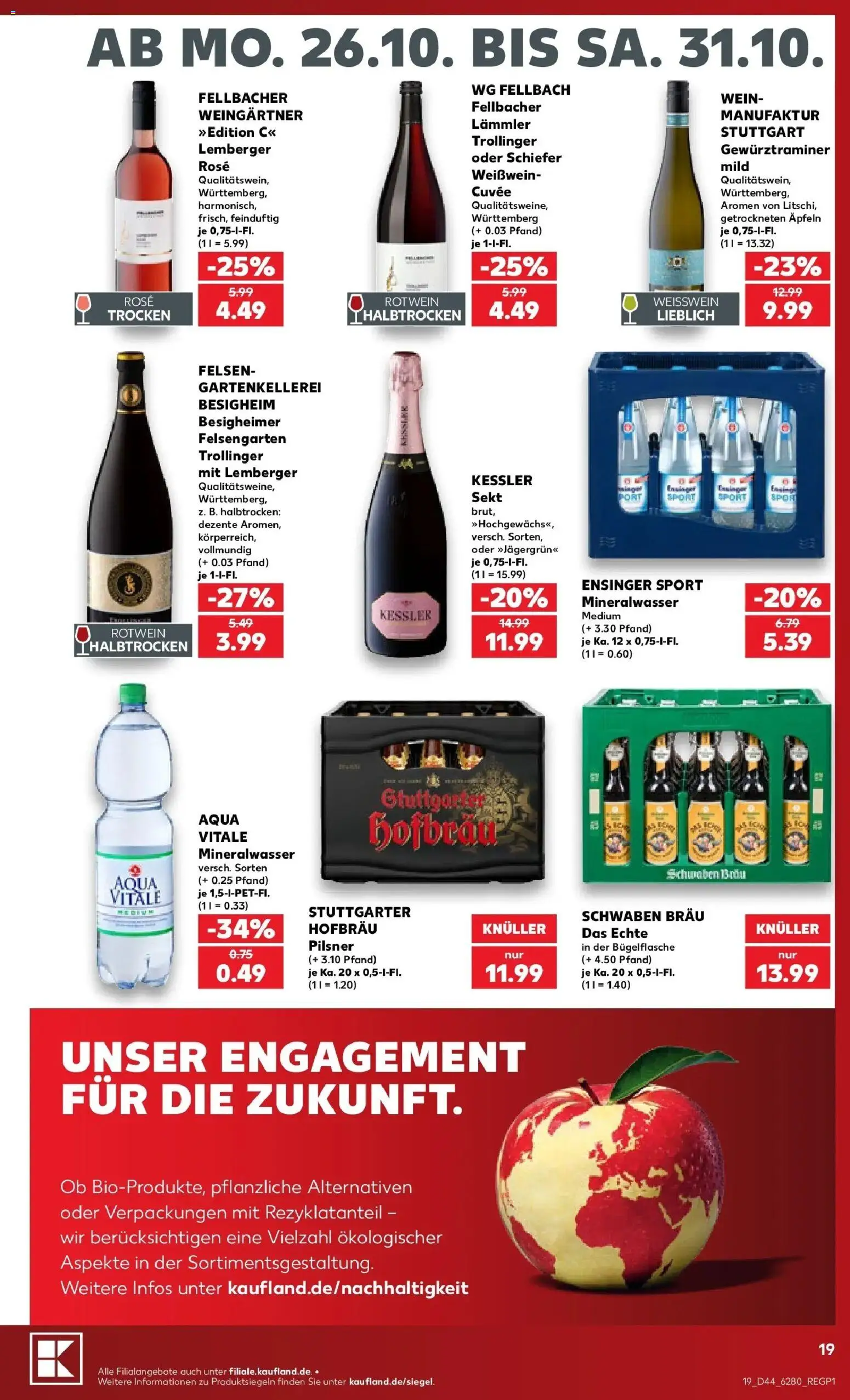 Prospekt Kaufland ab 26.10.2026 » Angebote Online zum Blättern | Seite: 31 | Produkte: Rotwein, Sekt, Weißwein halbtrocken, Mineralwasser