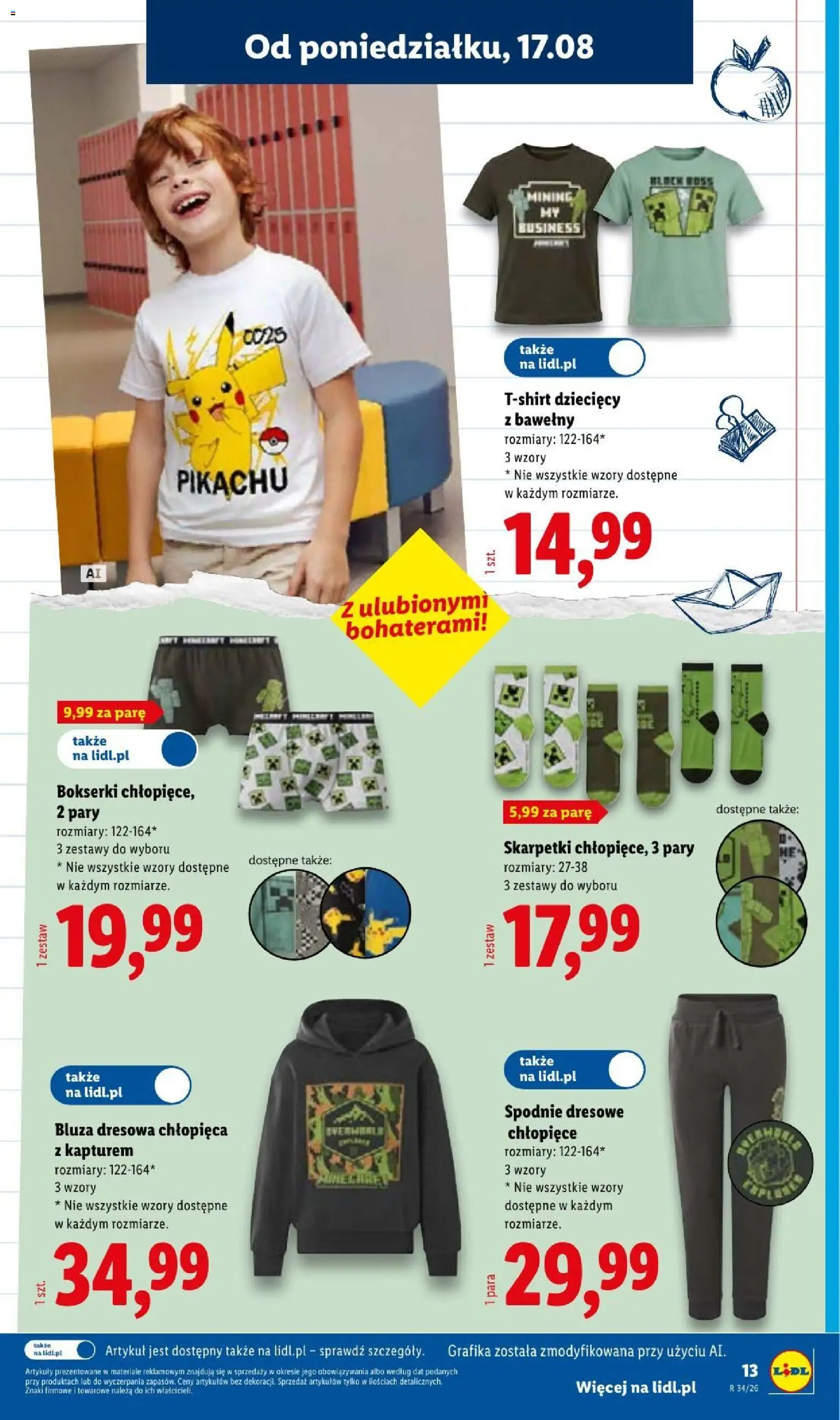 Lidl gazetka od 17.08.2026 | Strona: 13 | Produkty: Spodnie, Bokserki, Skarpetki