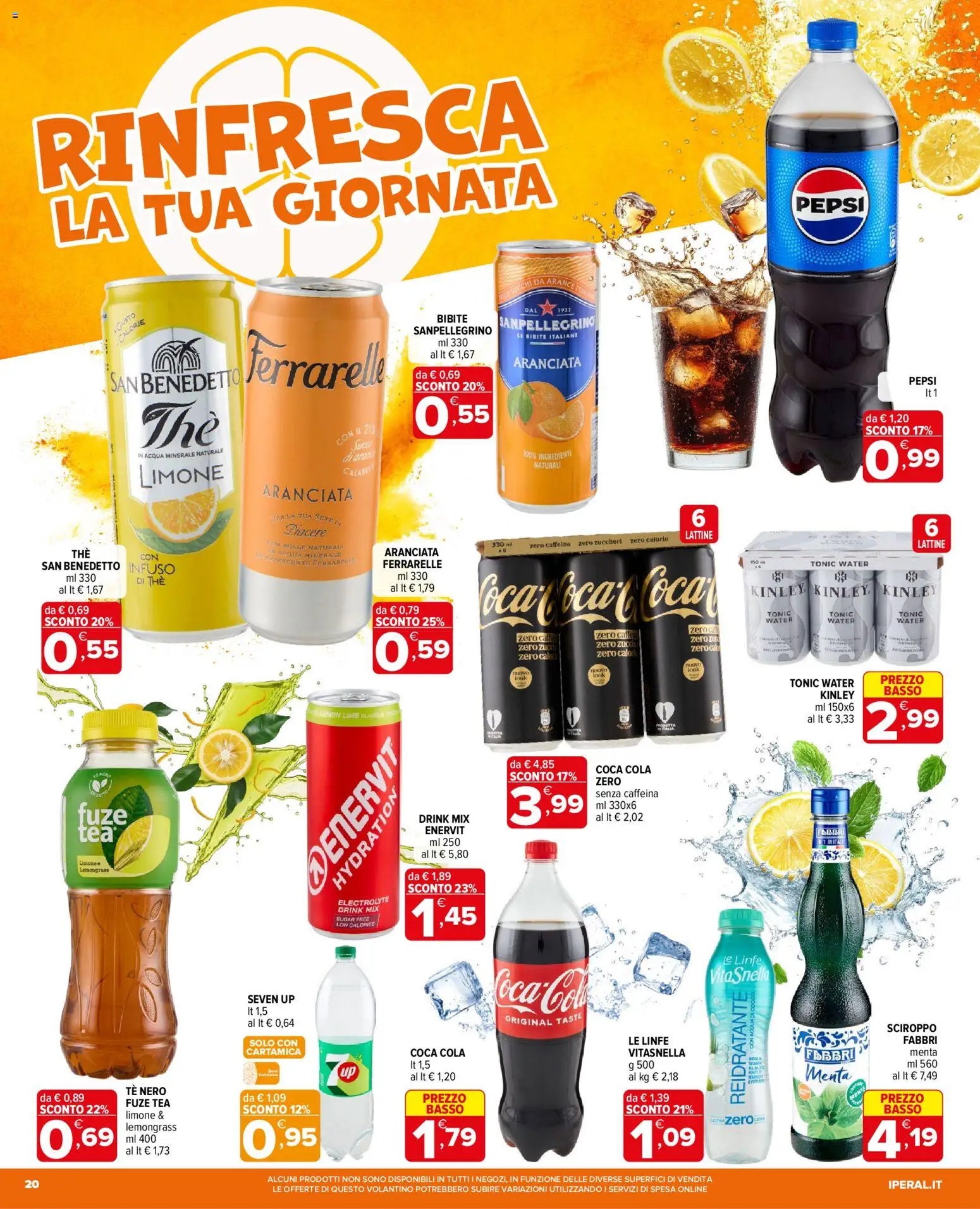Volantino Iperal del 15/07/2026 | Pagina: 20 | Prodotti: Arance, Acqua, Acqua minerale, Coca Cola