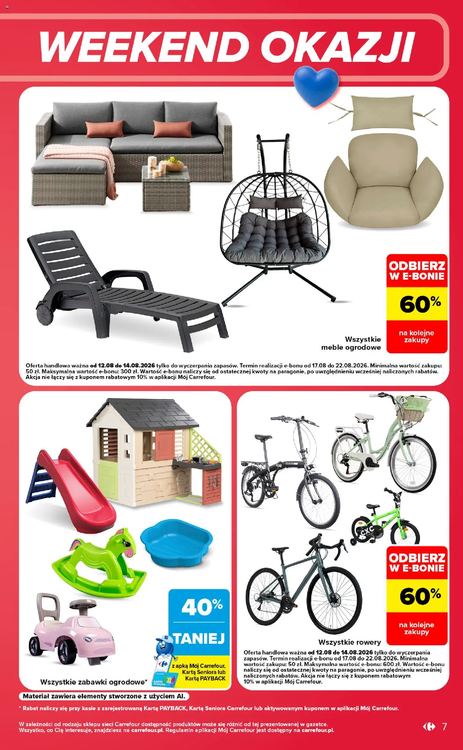 Carrefour gazetka - Weekend okazji od 12.08.2026 | Strona: 7 | Produkty: Zabawki, Karta, Meble ogrodowe