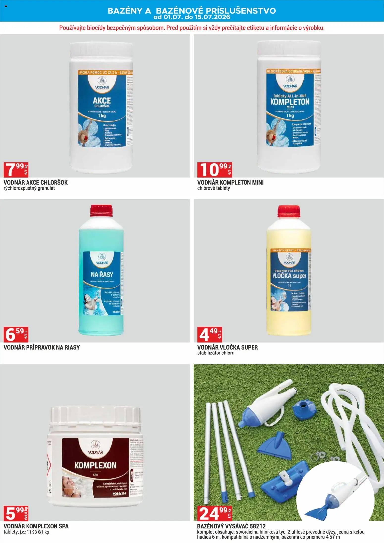 Nové Merkury Market akcie – leták je platný od 01.07.2026 | Strana: 3 | Produkty: Bazénový vysávač, Bazény, Vysávač