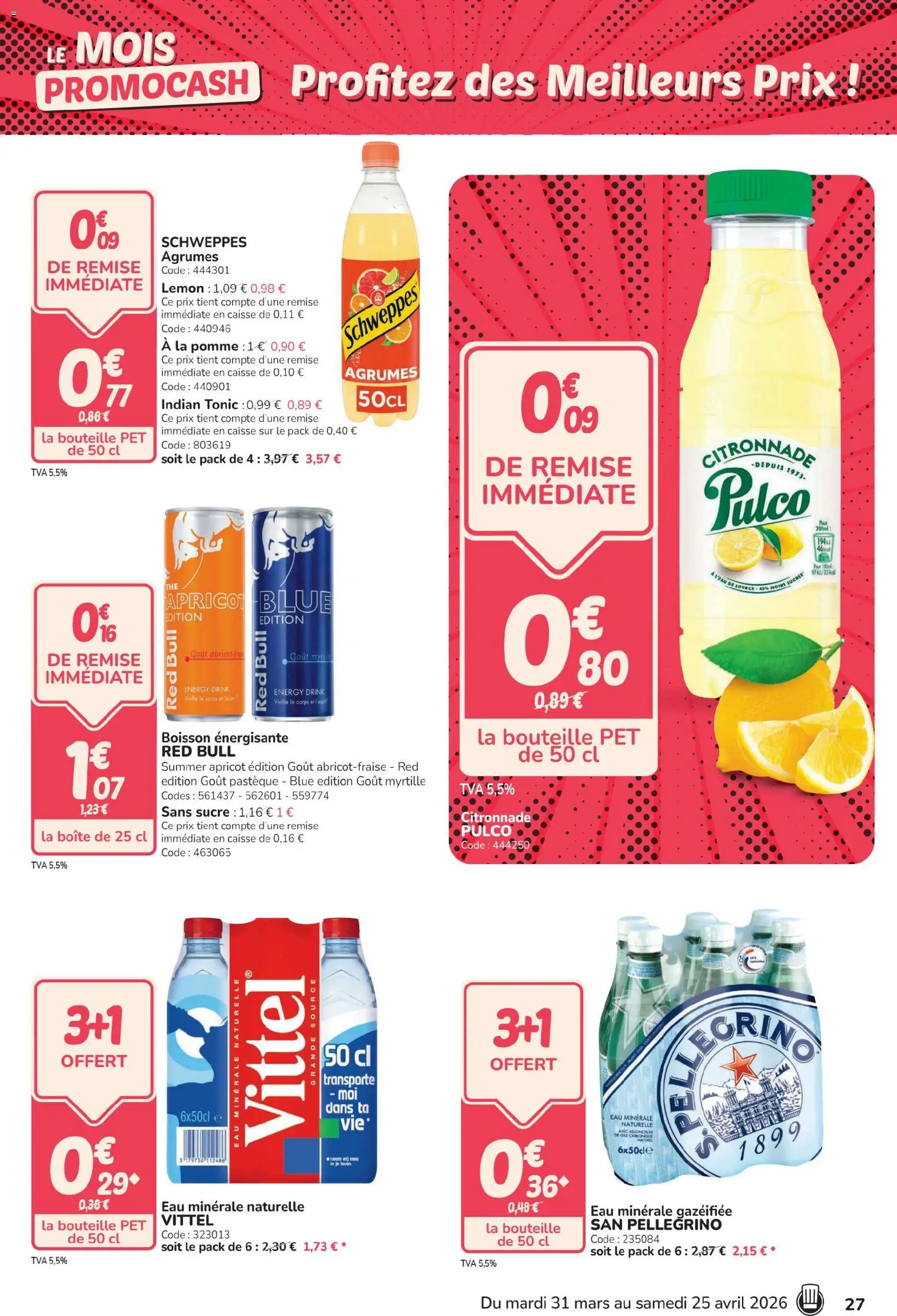{H1} | Page: 27 | Produits: Eau minérale, Pastèque, Eau minérale naturelle, Red bull
