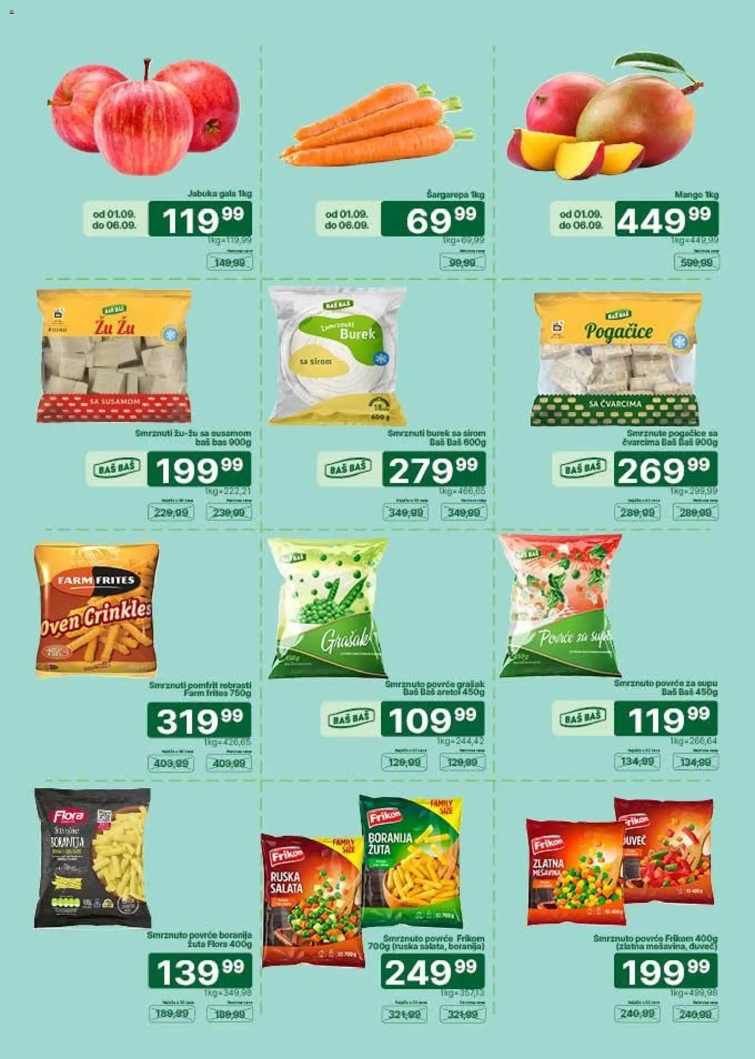 Univerexport katalog - važi od 01.09.2026 | Strana: 2 | Proizvode: Šargarepa, Grašak, Smrznuti pomfrit, Pomfrit