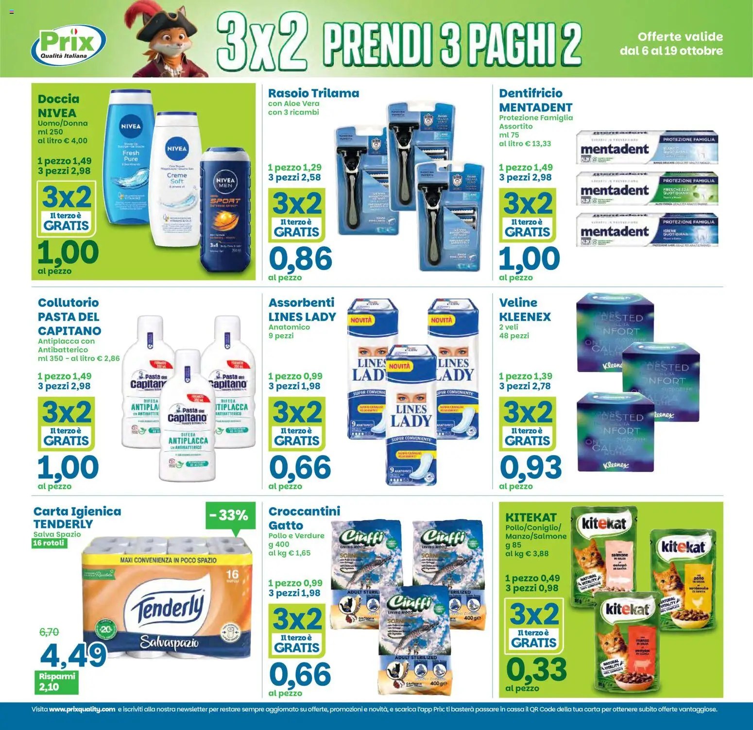 Volantino Prix del 06/10/2026 | Pagina: 10 | Prodotti: Rasoio, Carta igienica, Pollo, Aloe vera