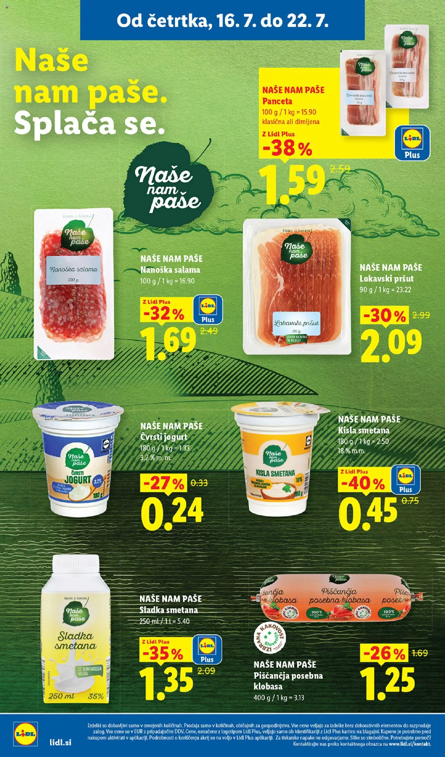 Novi Lidl katalog ponudbe – veljaven od 16.07.2026 | Stran: 6 | Izdelki: Jogurt, Salama, Kisla smetana, Smetana