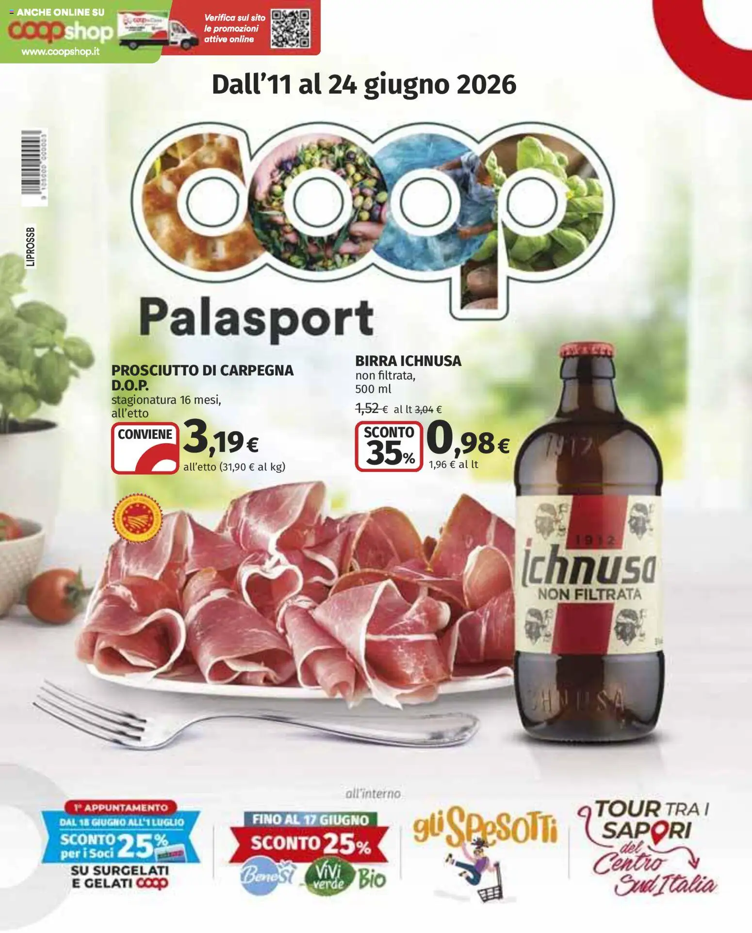 Volantino COOP del 11.06.2026 | Pagina: 1 | Prodotti: Birra, Prosciutto