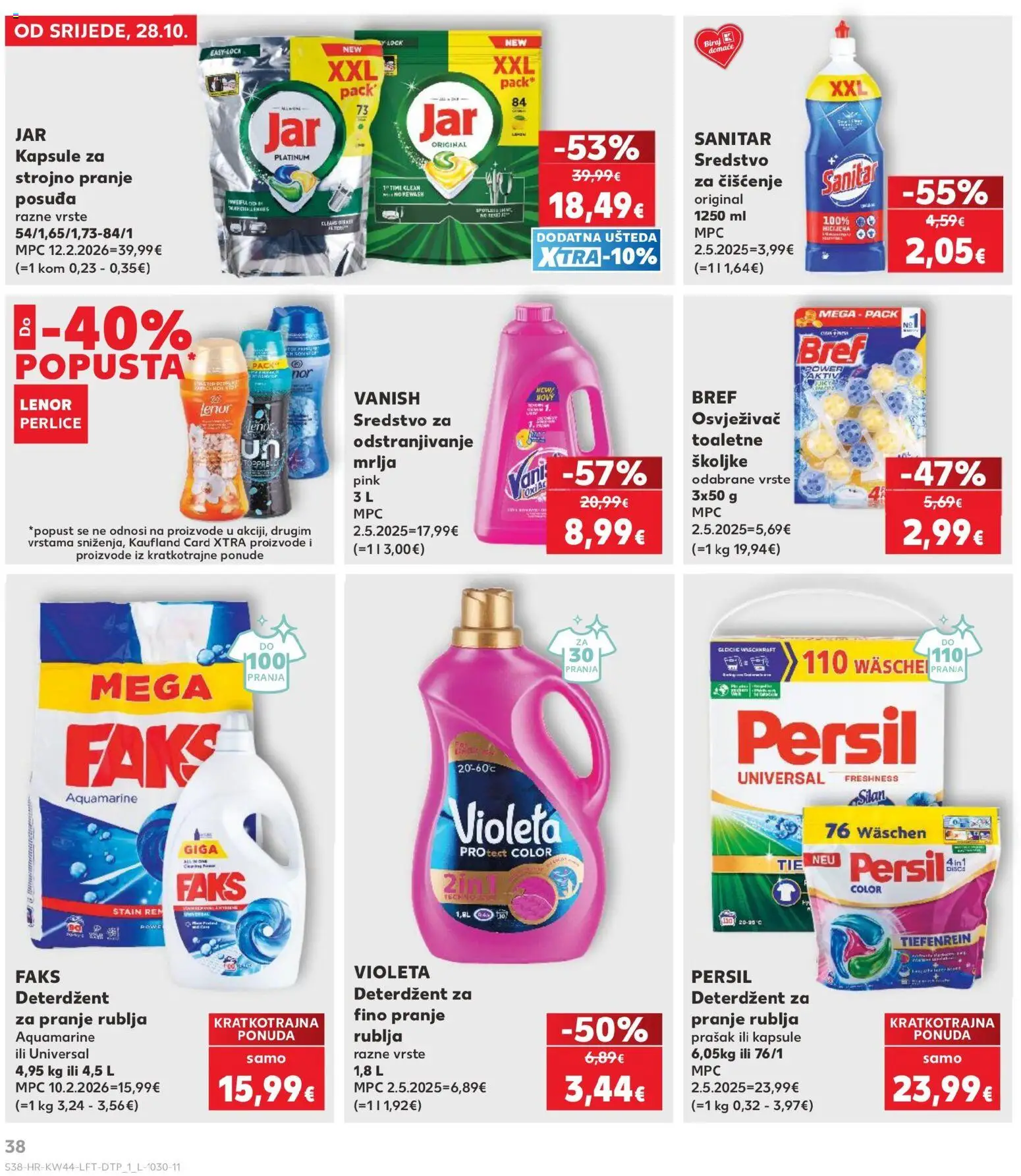 Kaufland katalog | vrijedi od 28.10.2026 | Stranica: 38 | Proizvodi: Jar, Vanish, Persil, Lenor
