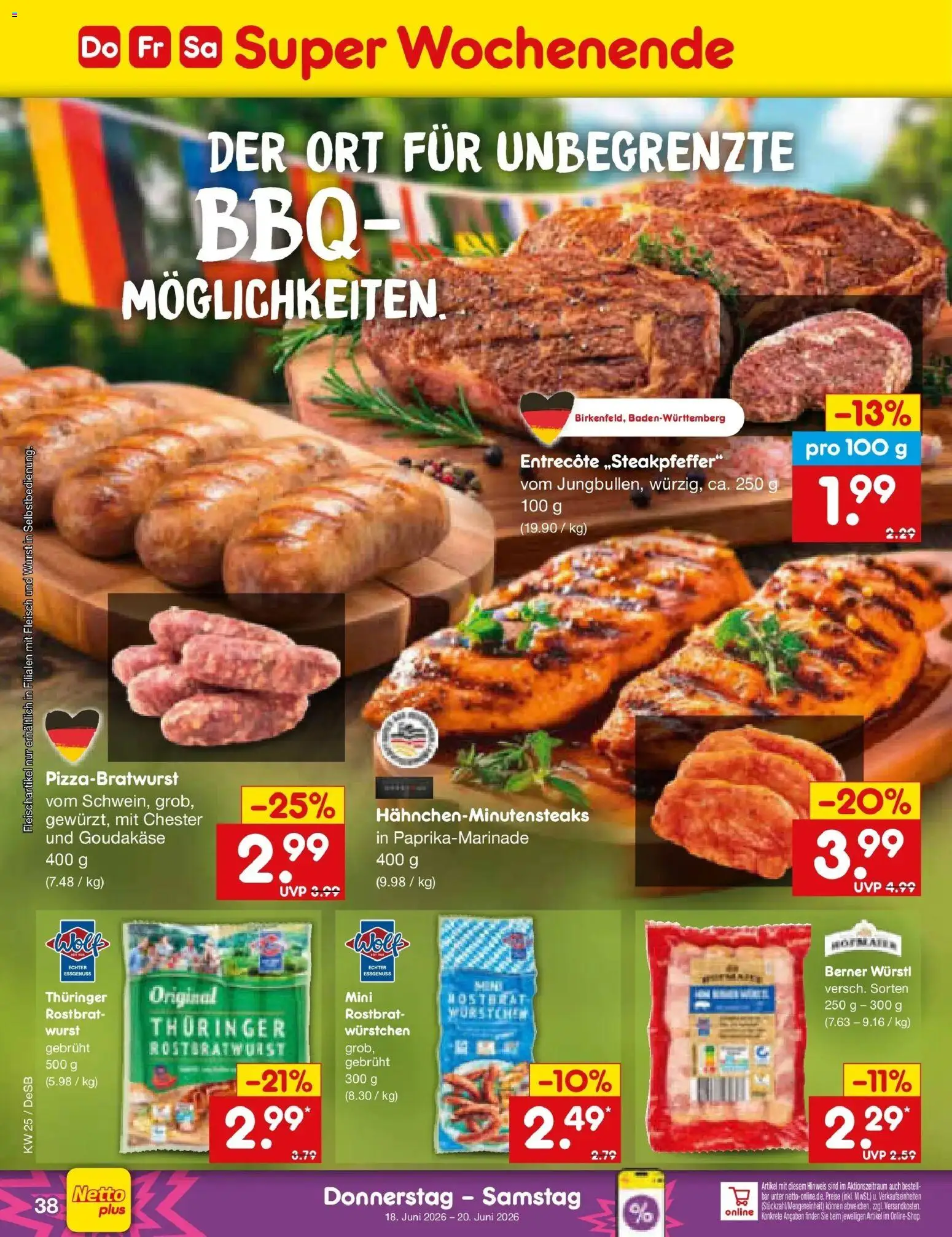 Netto Marken-Discount Prospekt Thierhaupten – gültig ab 14.06.2026 | Seite: 50 | Produkte: Würstl, Entrecote, Wurst, Fleisch
