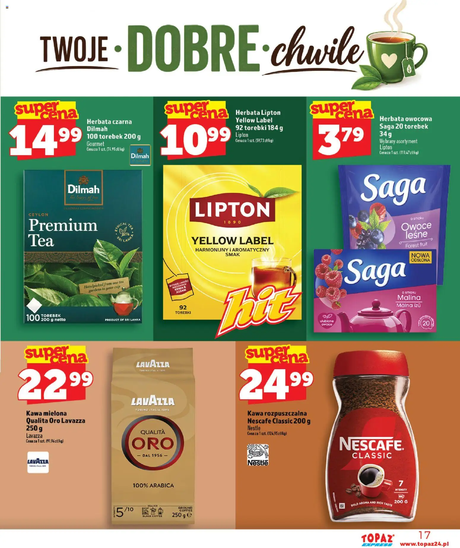 Topaz gazetka - Express od 17.09.2026 | Strona: 17 | Produkty: Herbata czarna, Herbata owocowa, Herbata, Torebki