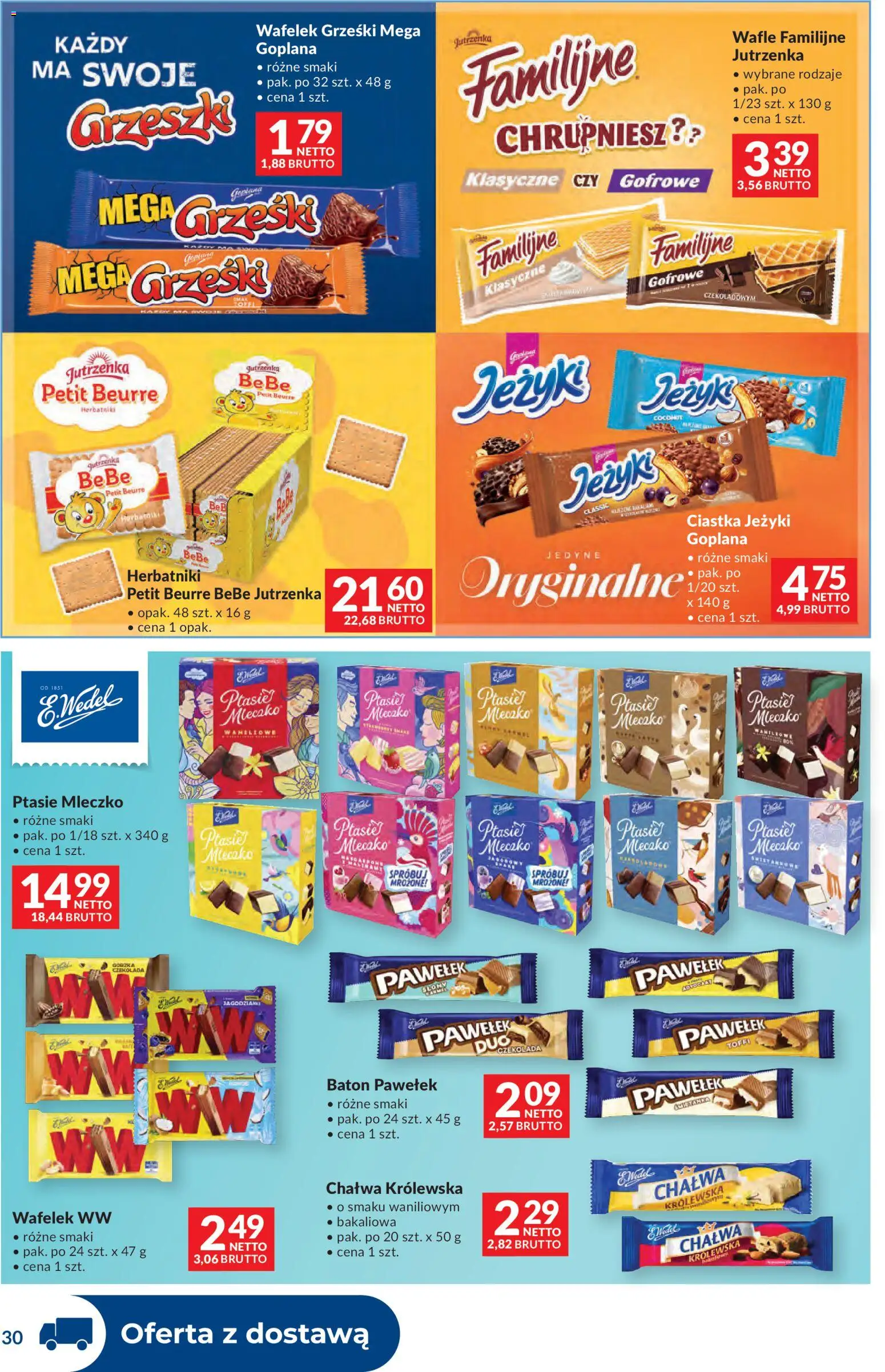 Makro gazetka - Dystrybucja do sklepów od 29.09.2026 | Strona: 30 | Produkty: Ciastka Jeżyki, Wafle, Wafelek, Baton