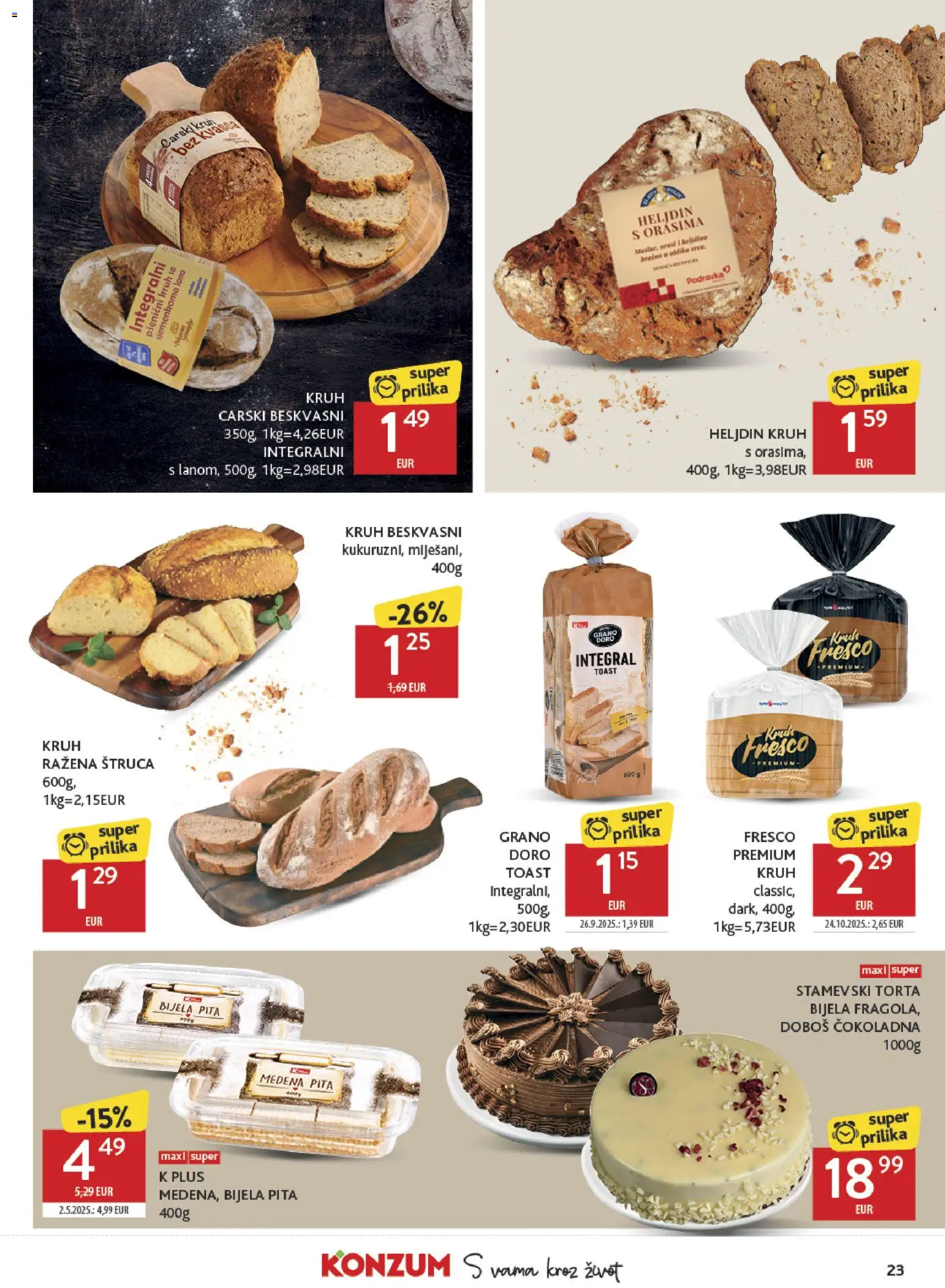 Konzum HR akciós ujság - amely érvényes a következő dátumtól: 2026.09.30. | Oldal: 23 | Termékek: Torta, Pita, Só