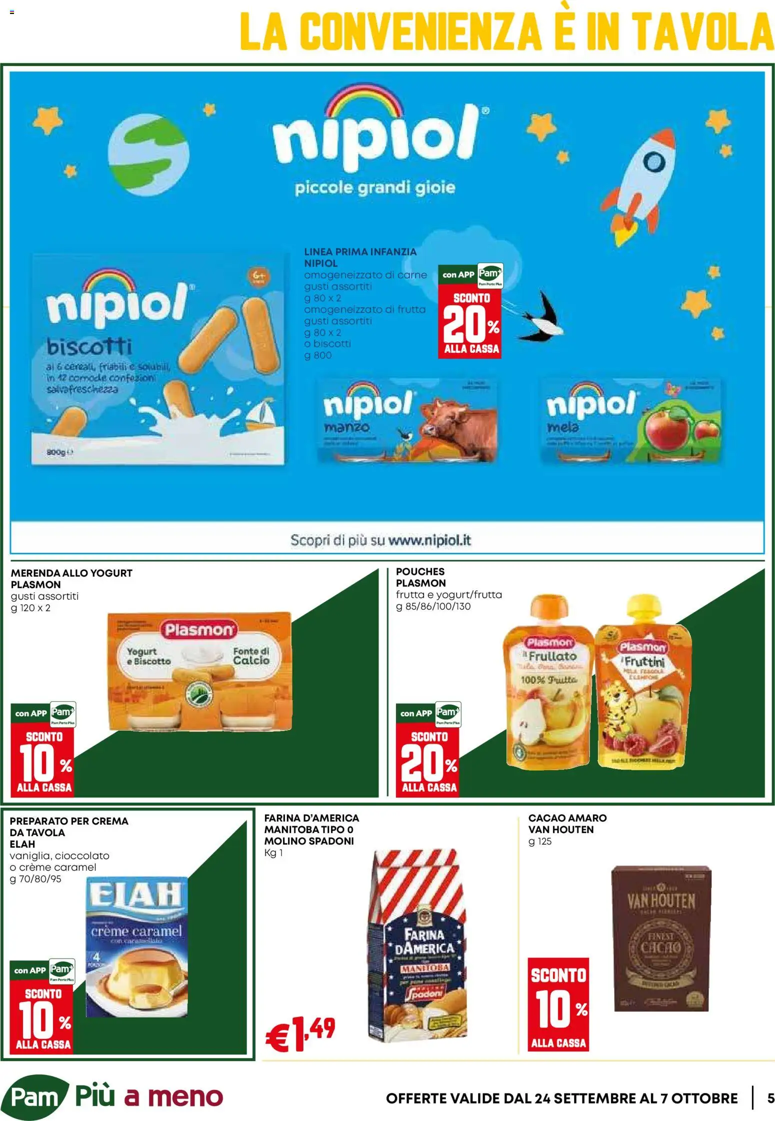 Volantino PAM del 24/09/2026 | Pagina: 5 | Prodotti: Manzo, Frutta, Farina, Amaro