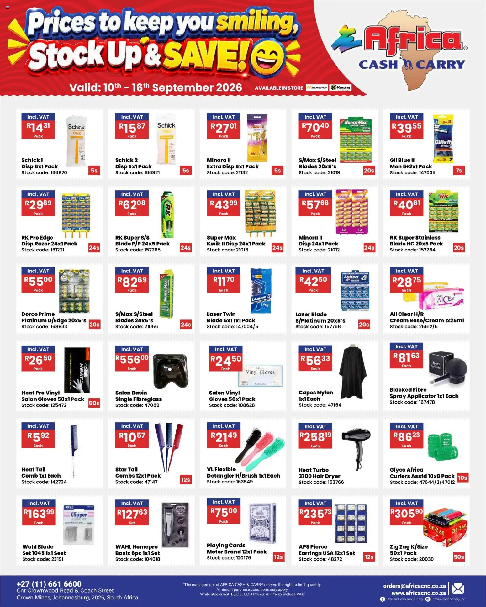 New Africa Cash & Carry catalogue – valid from 10/09/2026 | Page: 22 | Products: Earrings, Dryer, Hair dryer, Basin