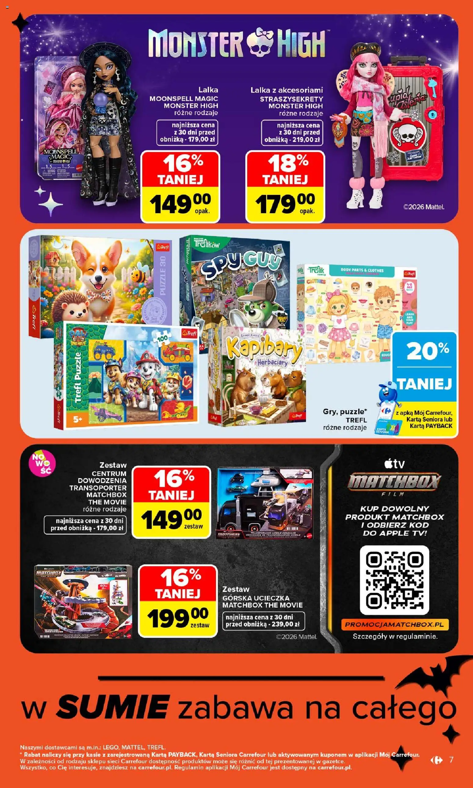 Carrefour gazetka - Halloween od 05.10.2026 | Strona: 7 | Produkty: Karta, Puzzle, Lalka, Body