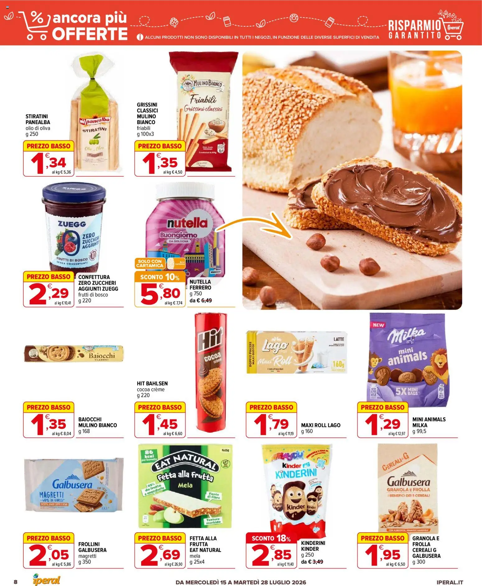 Volantino Iperal del 15/07/2026 | Pagina: 8 | Prodotti: Cereali, Frutta, Barretta, Grissini