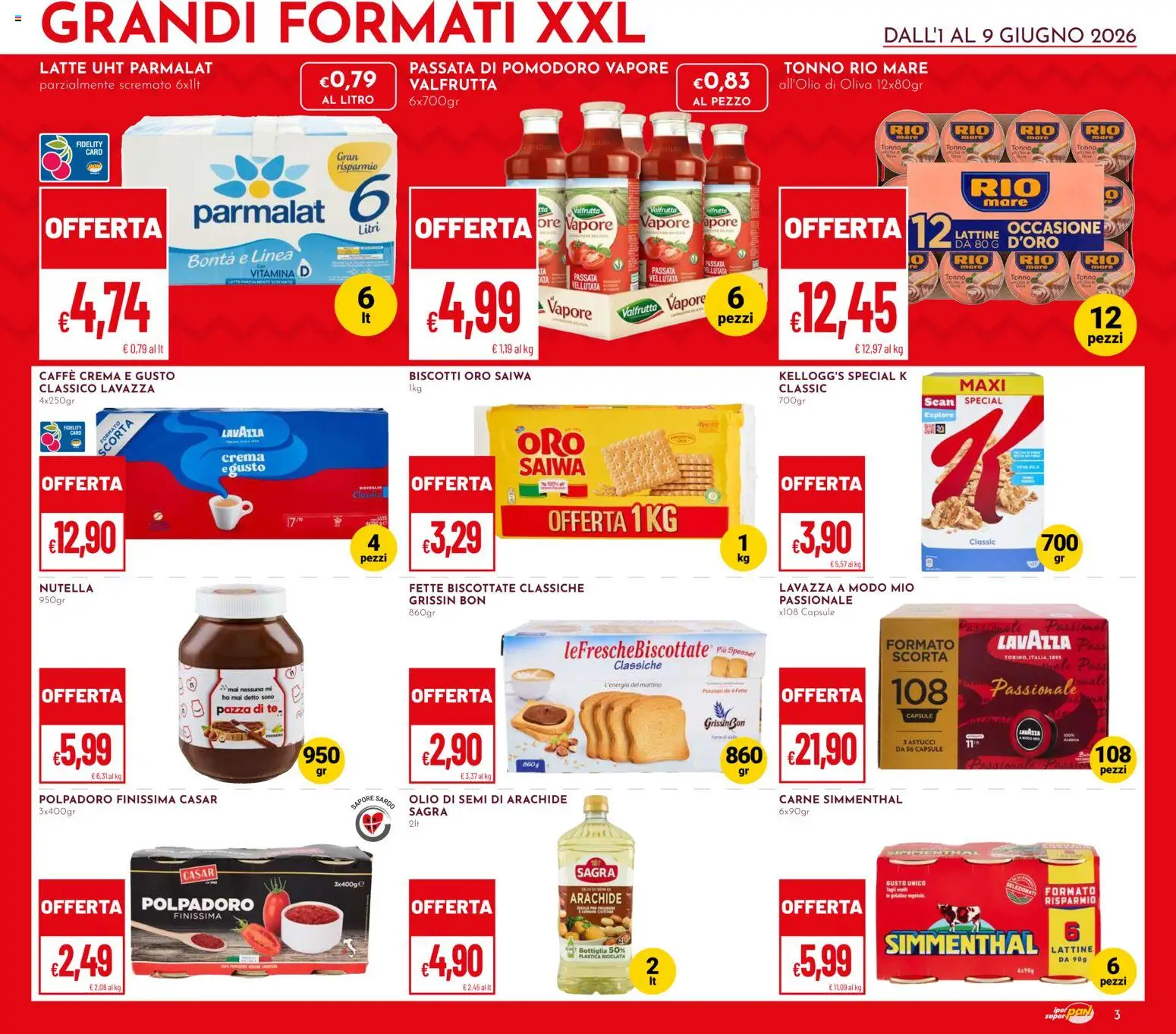 Volantino Pan del 01.06.2026 | Pagina: 3 | Prodotti: Olio, Nutella, Fette biscottate, Bottiglia