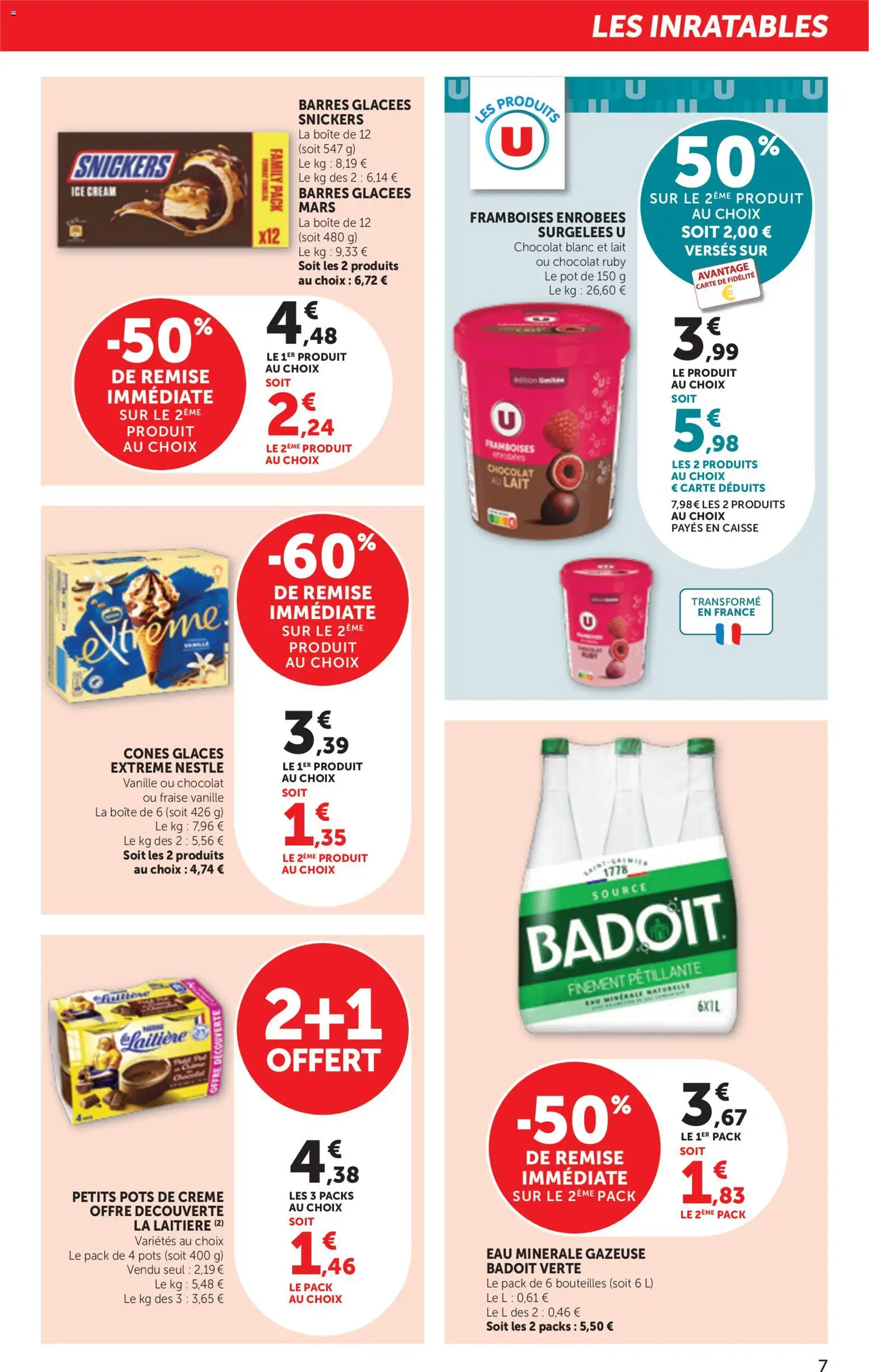 {H1} | Page: 7 | Produits: Fraise, Badoit, Cônes, Chocolat