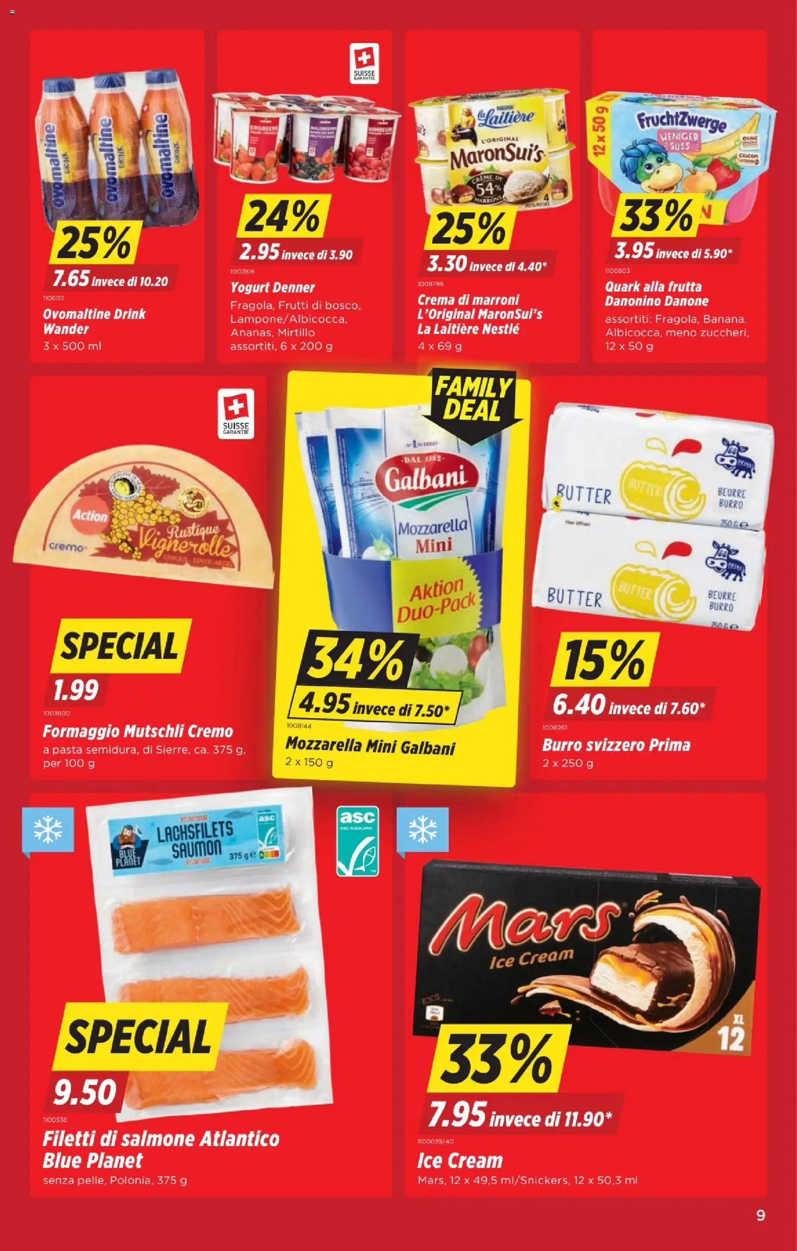 Denner aktionen IT – gültig ab 08.10.2026 | Seite: 9 | Produkte: Quark, Mars, Butter, Pasta