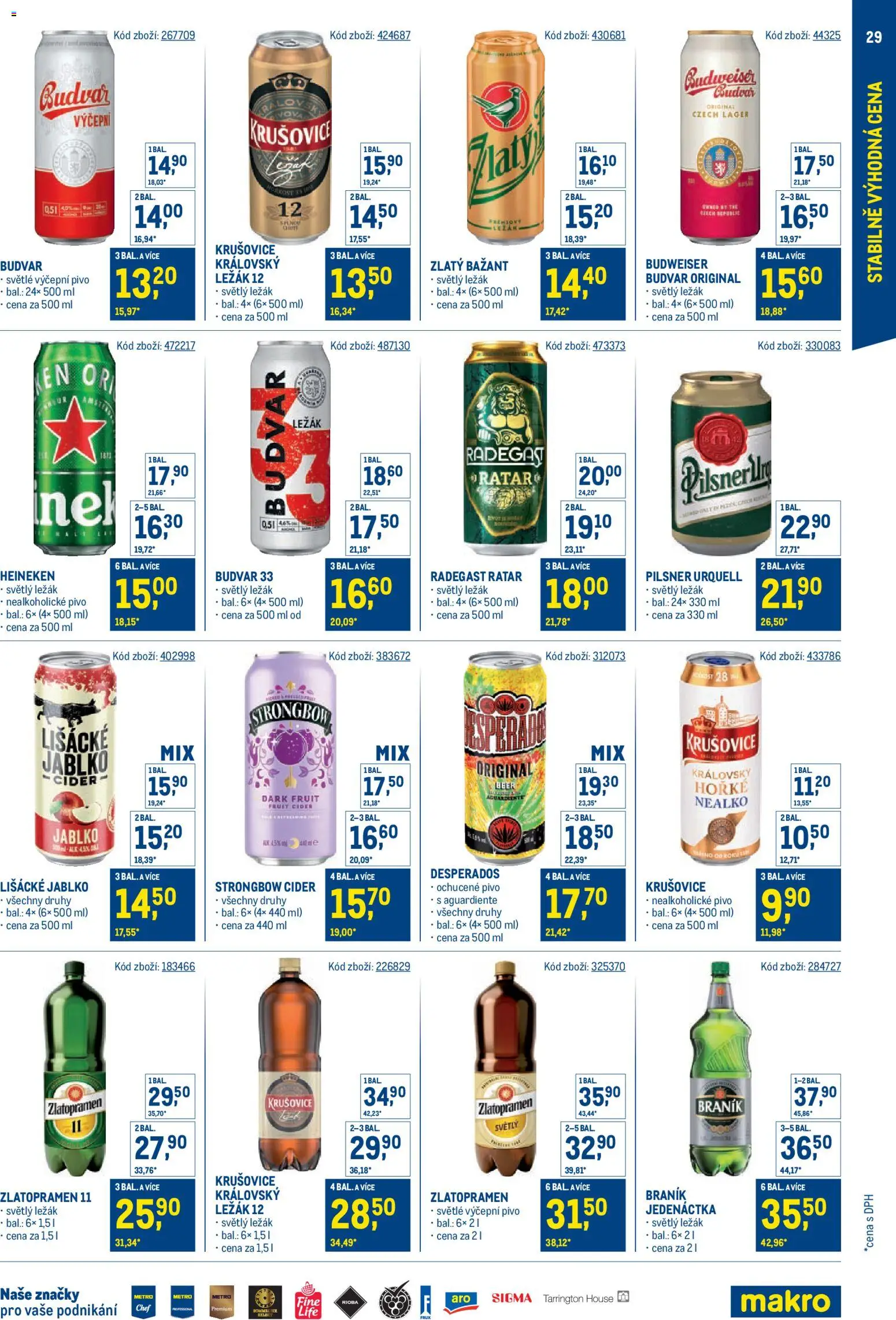 Makro leták - Stabilně výhodná cena od 18.05.2026 | Strana: 29 | Produkty: Heineken, Budvar, Desperados, Radegast