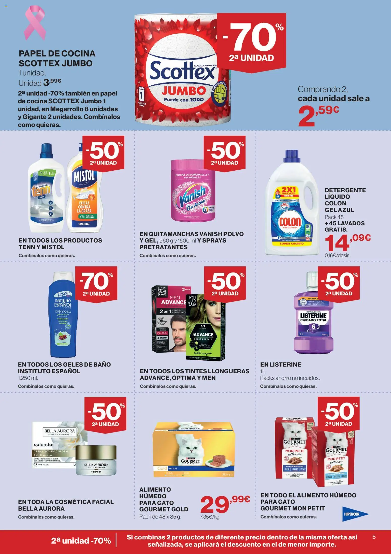 Hipercor catálogo │ válido desde el 15/10/2026 | Página: 5 | Productos: Quitamanchas, Aceite, Listerine, Baño