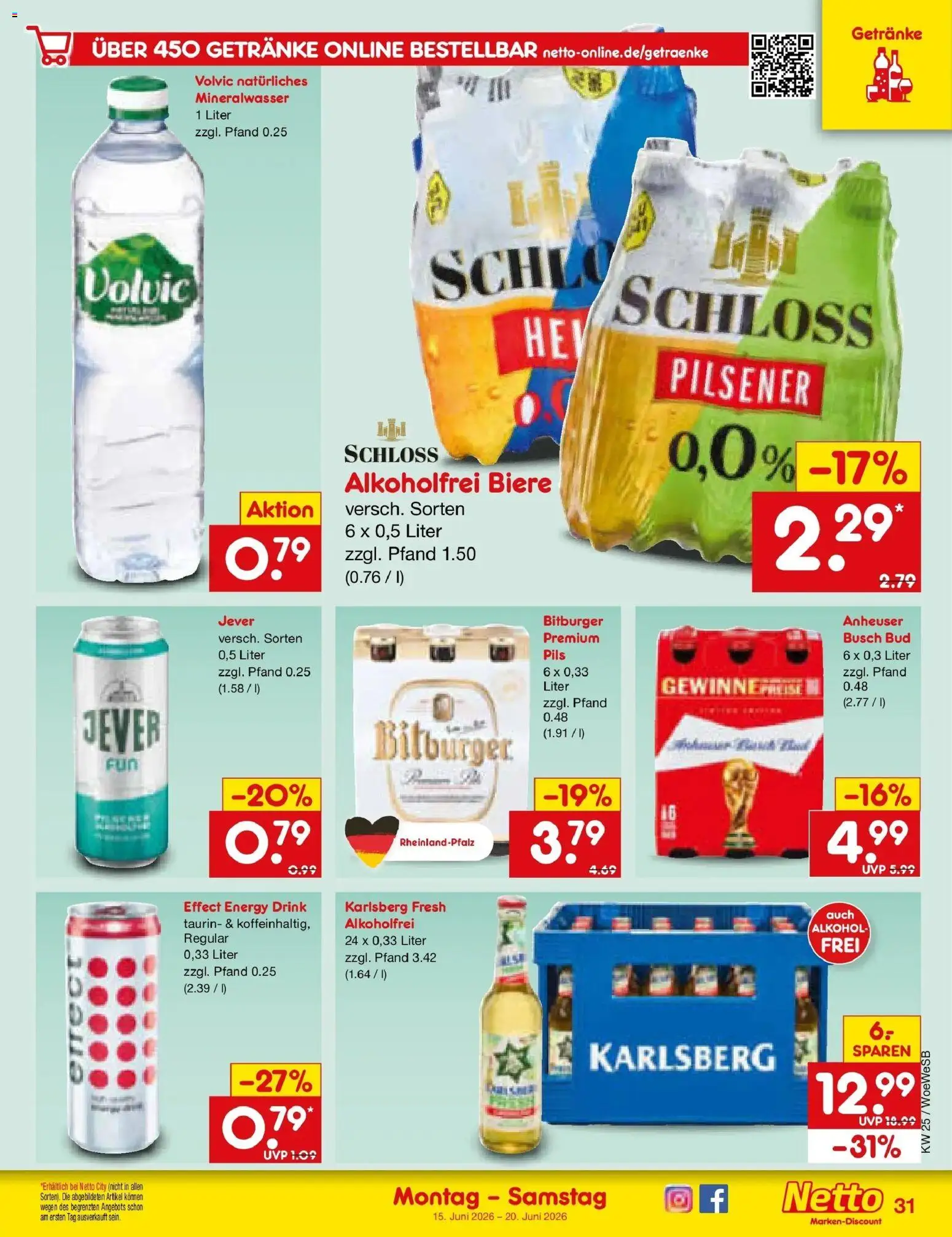 Netto Marken-Discount Prospekt Katzweiler – gültig ab 15.06.2026 | Seite: 43 | Produkte: Bitburger, Energy, Jever, Volvic