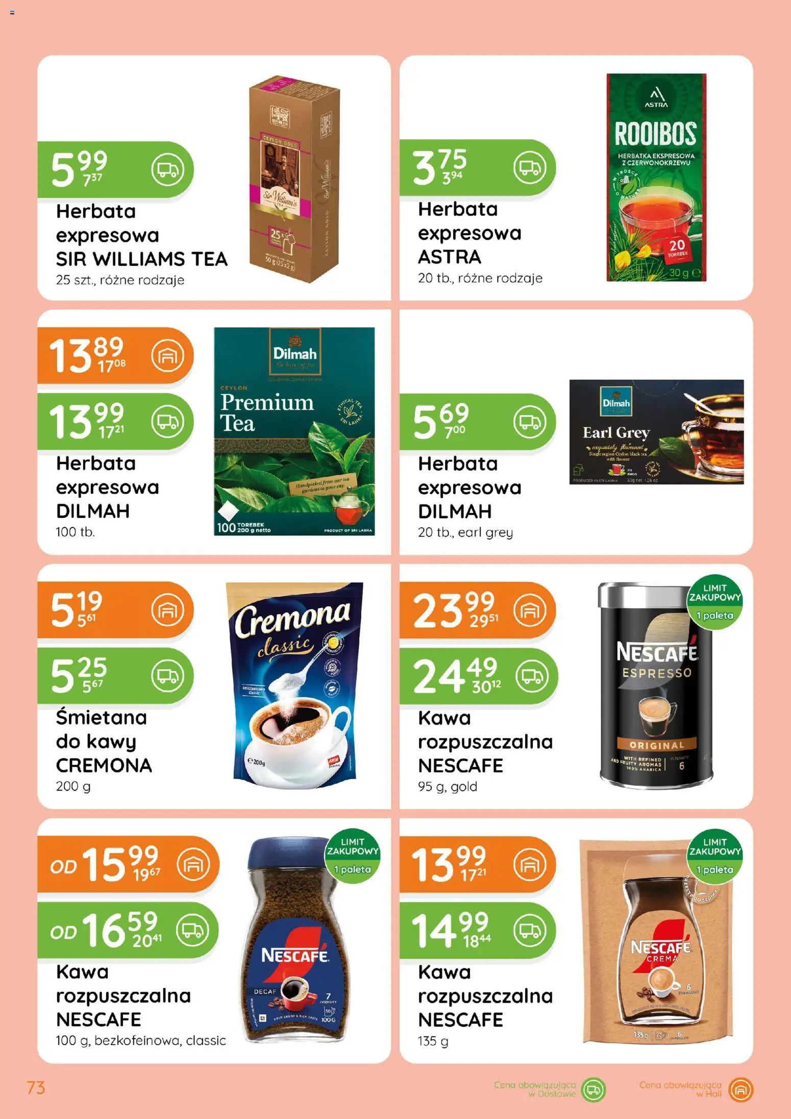 Eurocash gazetka od 15.10.2026 | Strona: 73 | Produkty: Earl Grey, Rooibos, Kawa, Śmietana