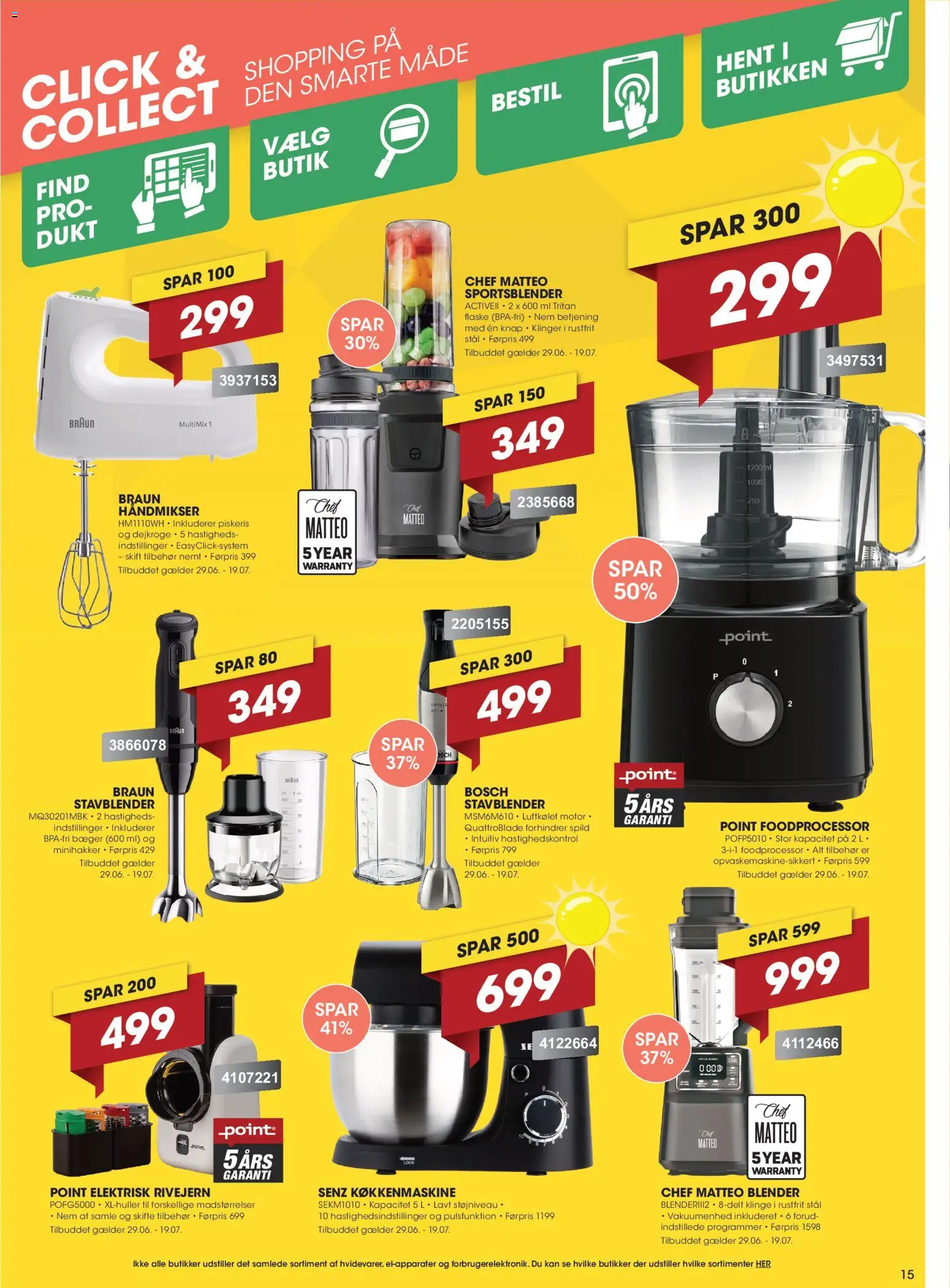 Punkt1 tilbudsavis – gyldig fra 29/06/2026 | Side: 15 | Produkter: Rivejern, Foodprocessor, Piskeris