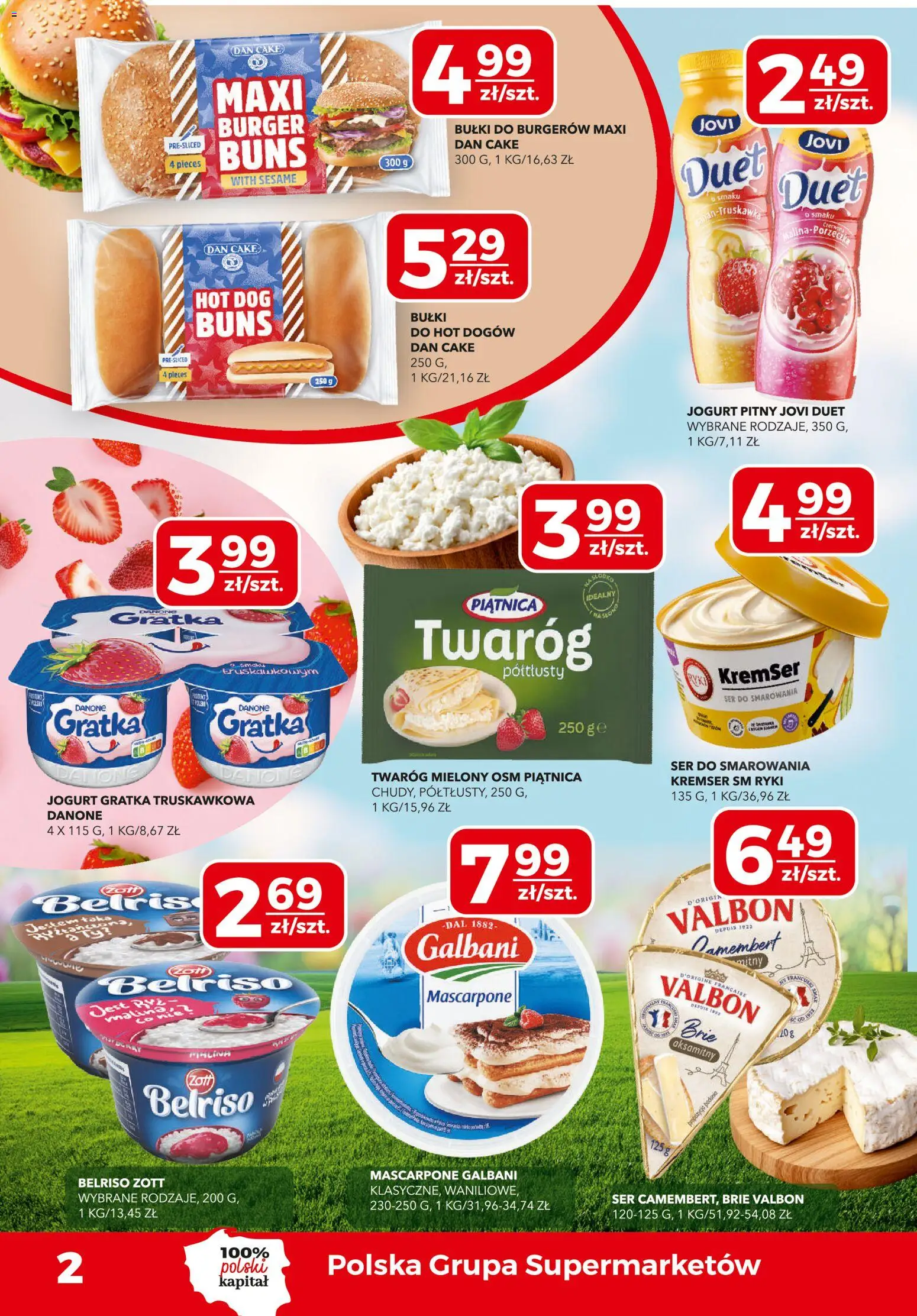 Top Market gazetka od 07.05.2026 | Strona: 2 | Produkty: Camembert, Mascarpone, Bułki do hot dogów, Twaróg