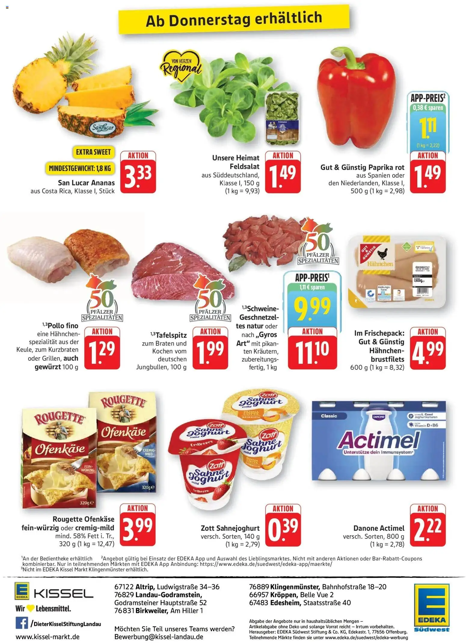 Edeka Prospekt Kröppen (ab 26.10.2026) » Angebote Online | Seite: 16 | Produkte: Hahnchen, Ananas, Rougette ofenkase, Sahne