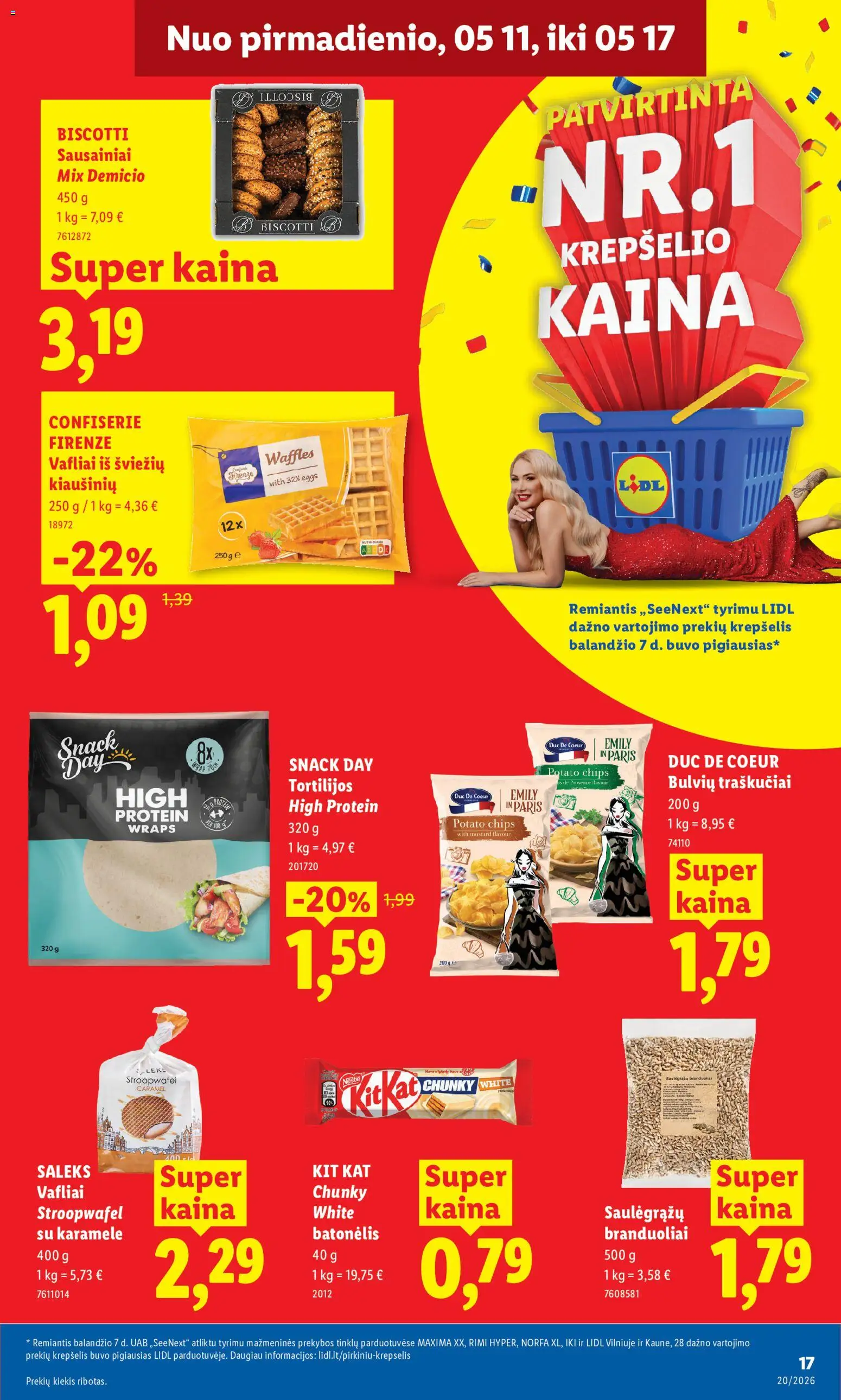 LIDL akcijos nuo 11.05.2026 | Puslapis: 17 | Prekių: Sausainiai, Krepšelis, Vafliai, Traškučiai