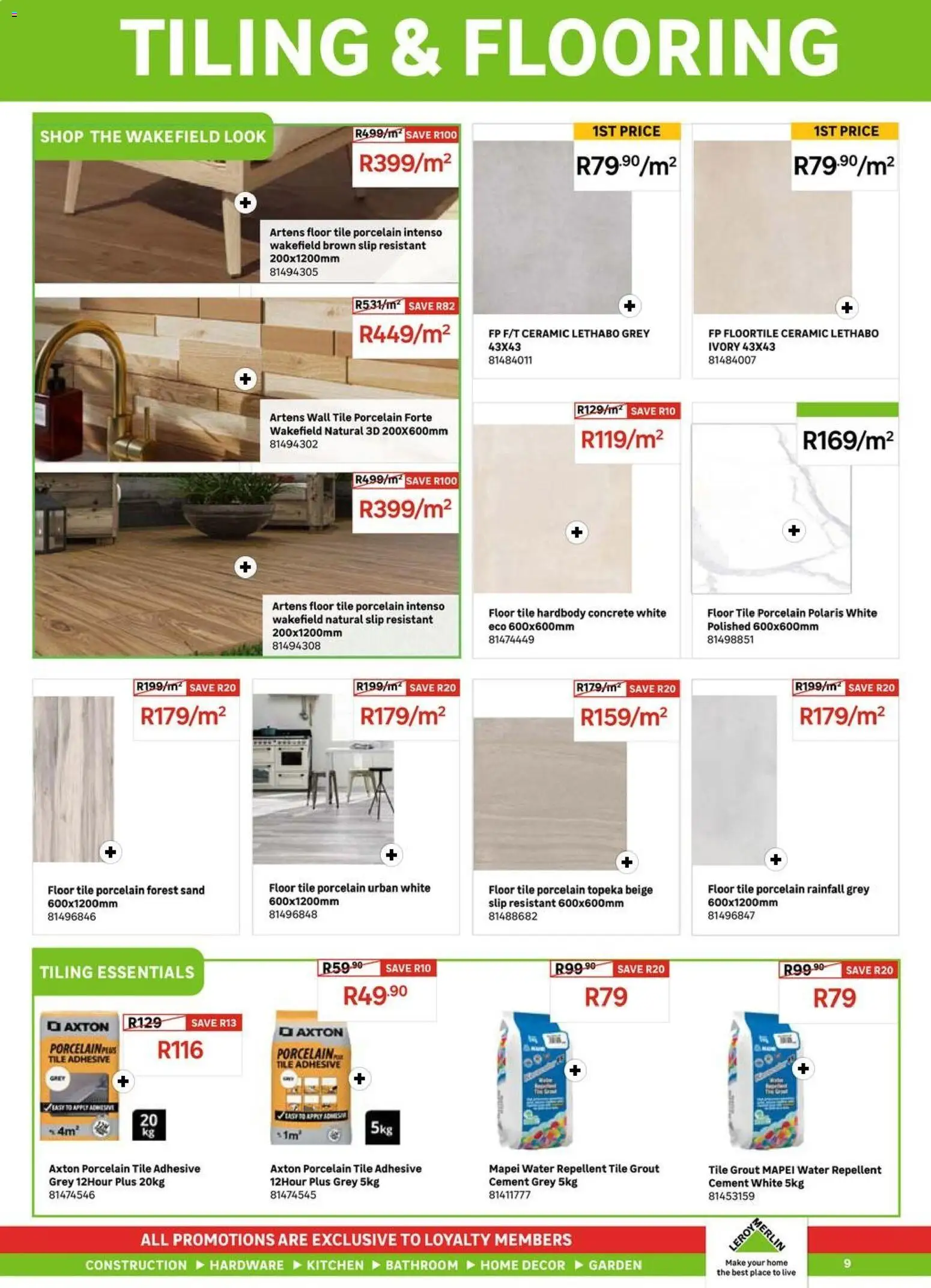 New Leroy Merlin catalogue – valid from 03.04.2026 | Page: 10 | Products: Tile grout, Tiling, Adhesive, Cement