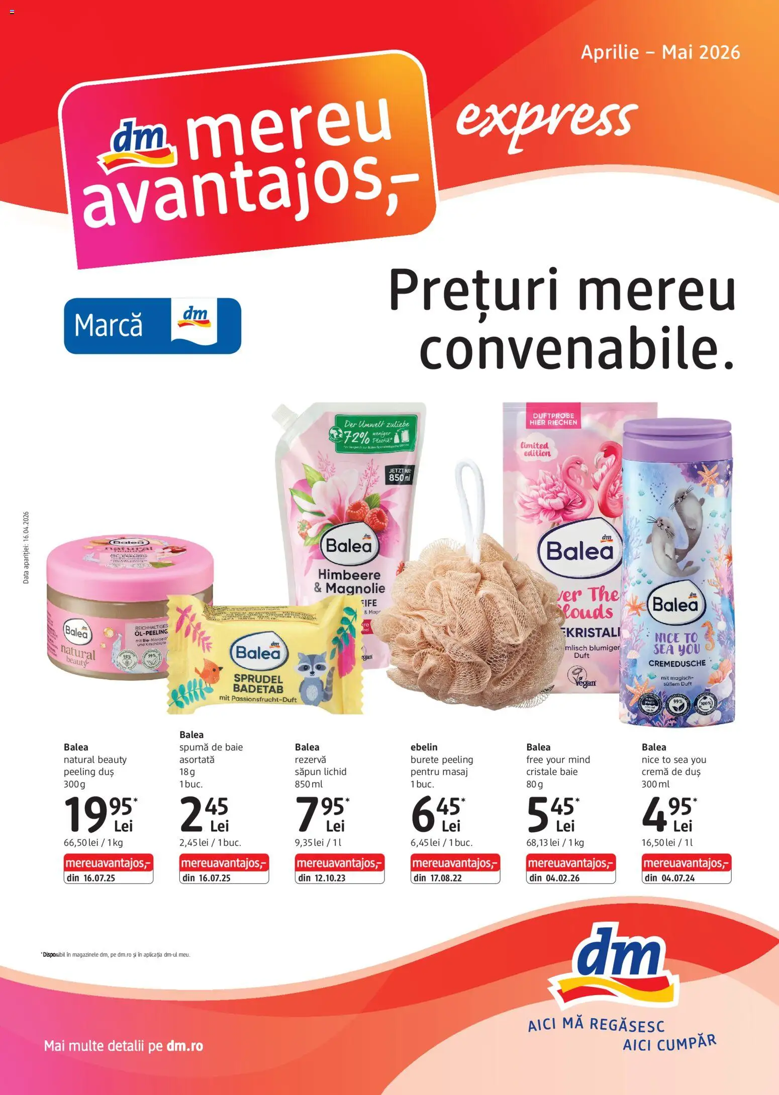Noul catalog DM drogeriemarkt – valabil de la 16.04.2026 | Pagină: 1 | Produse: Burete, Săpun, Săpun lichid, Rezervă săpun