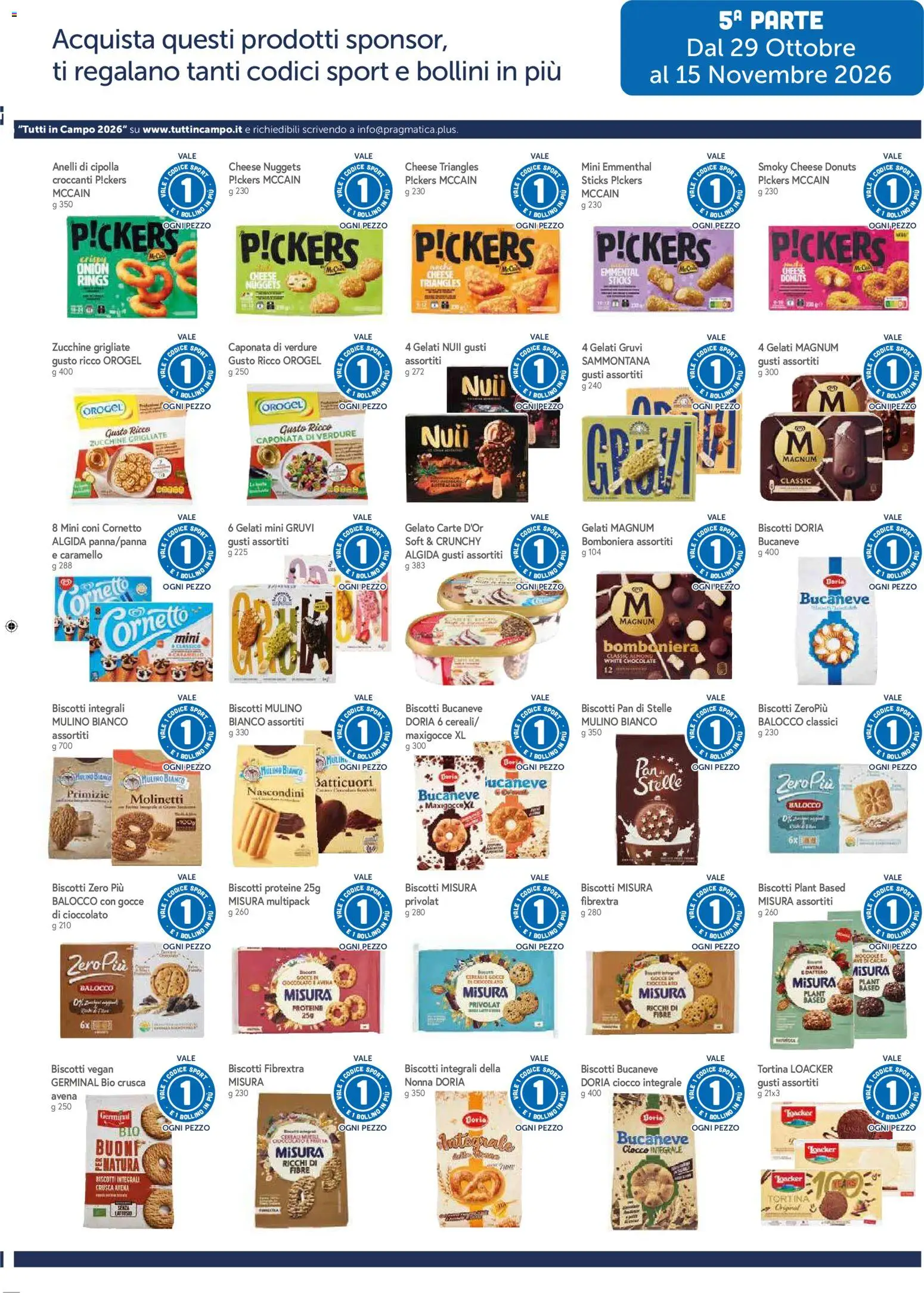 Volantino Famila del 29/10/2026 | Pagina: 13 | Prodotti: Biscotti, Gelato, Cacao, Emmental