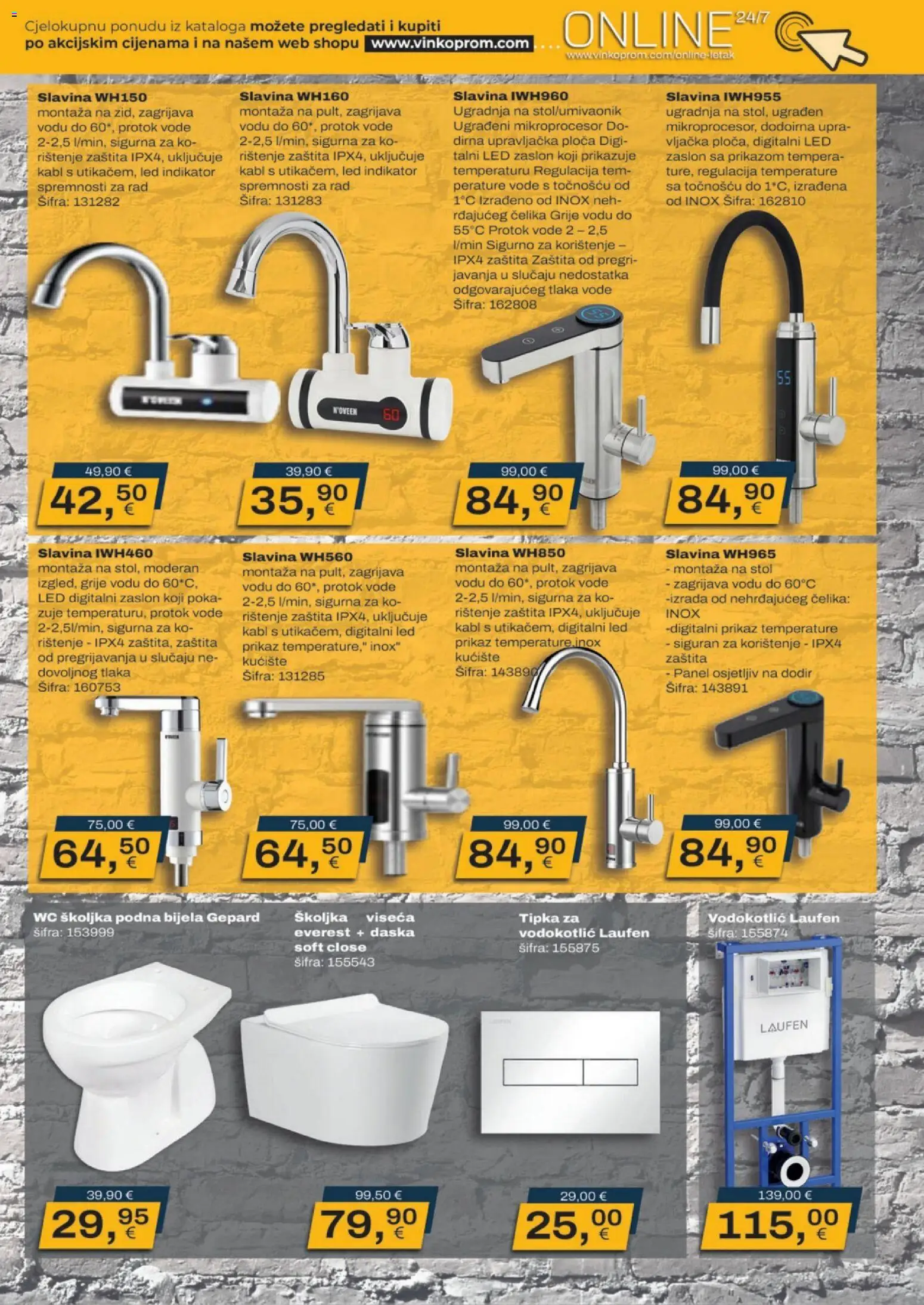 Vinkoprom katalog | vrijedi od 01.09.2026 | Stranica: 15 | Proizvodi: Stol, Vodokotlić, Wc školjka, Led