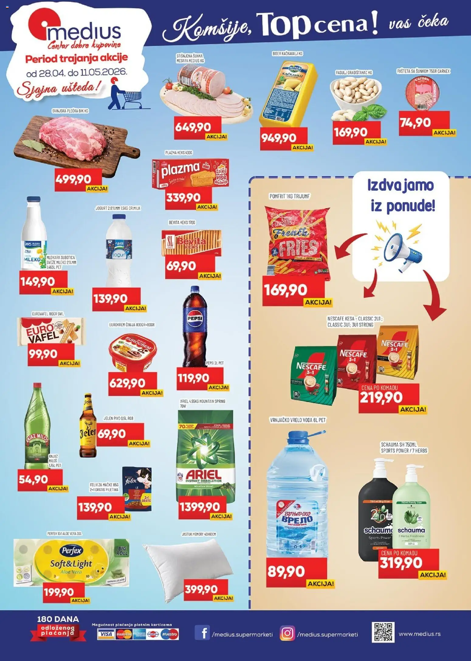 Medius katalog - važi od 28.04.2026 | Strana: 1 | Proizvode: Jastuk, Keks, Voda, Pomfrit
