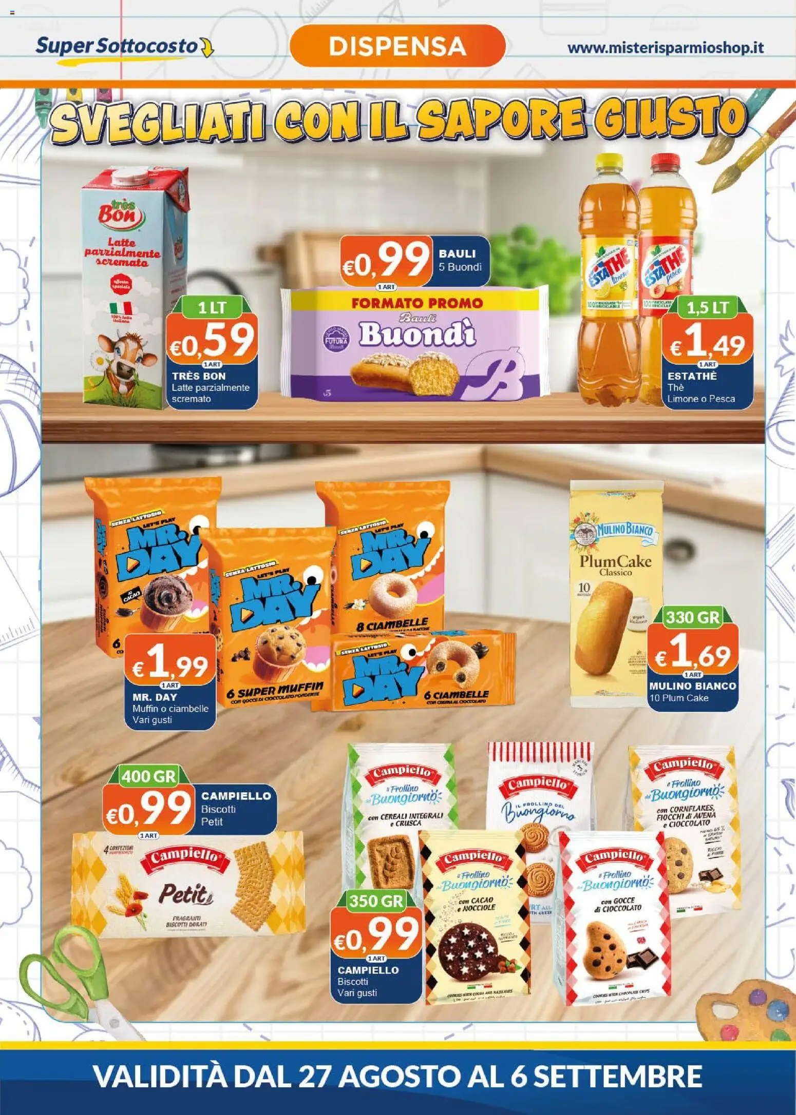 Volantino Mister Risparmio del 27/08/2026 | Pagina: 2 | Prodotti: Limone, Nocciole, Muffin, Senza lattosio